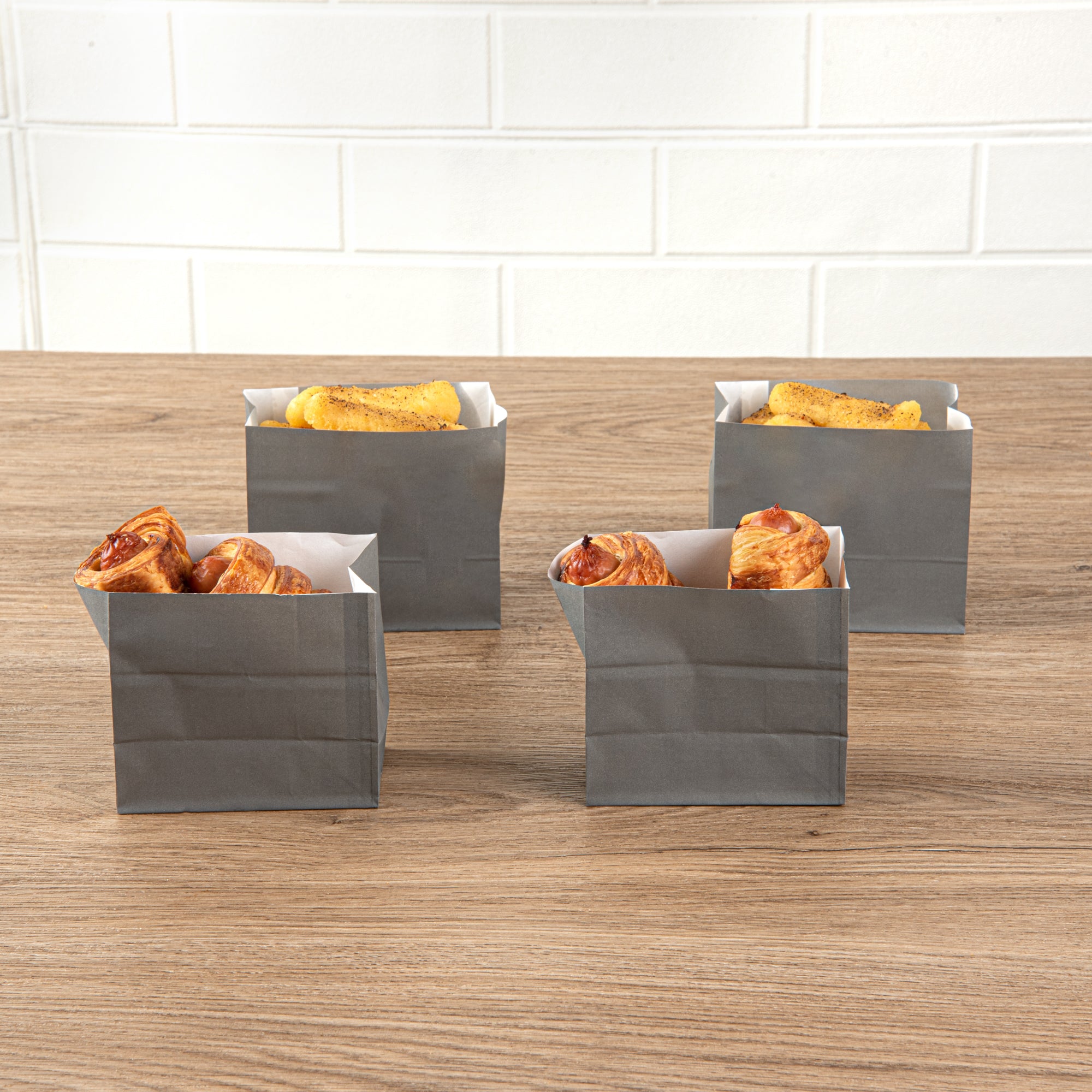 Eco-Friendly Gray Paper Snack Bags 3.75