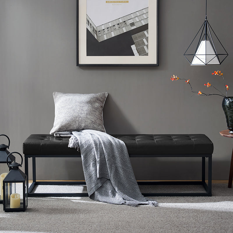 Amparo Mid Century Modern Bench with Sturdy Metal Base - Perfect for Living Room, Bedroom, or Entryway Seating