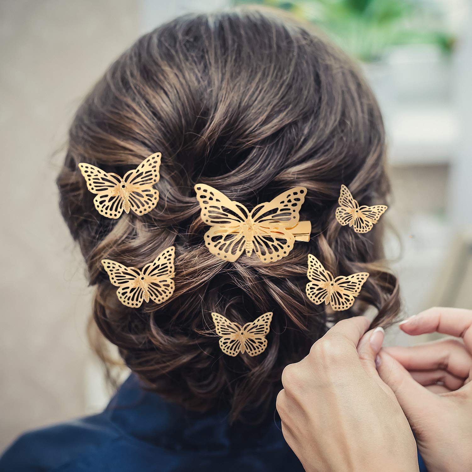 24-Piece Halloween Butterfly Hair Clips - Metallic Hollow Hairpins for Women & Girls - Gold Hair Accessories for Weddings, Brides, Parties & Cosplay - 2 Styles & 2 Sizes - Perfect for Costumes, DIY Crafts & Gift Giving