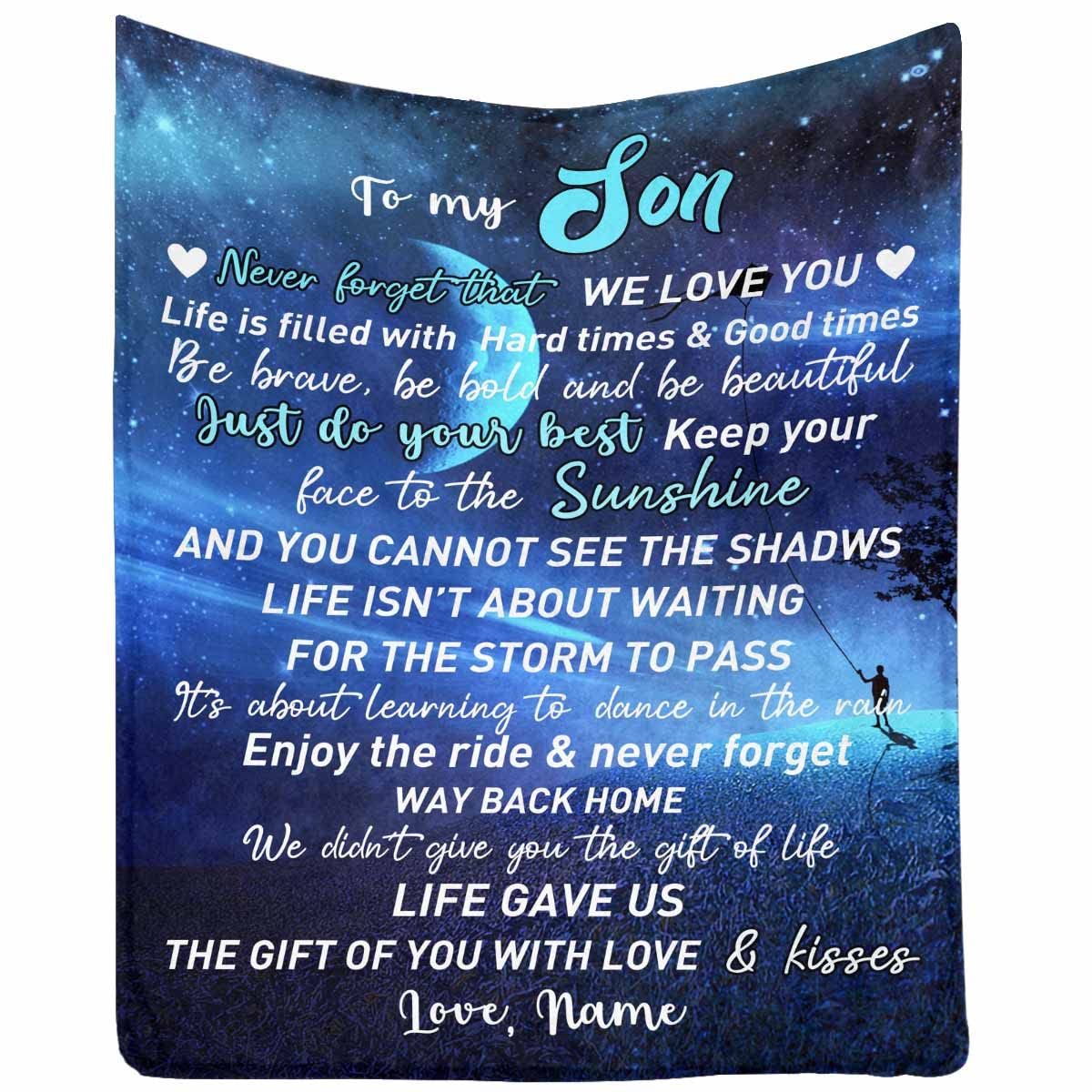 Personalized Blanket Gift for Son from Mom & Dad - Custom 'Never Forget We Love You' Space Moon Design - 60 x 80 Inch Soft Throw Blanket for Family & Friends - Perfect for Birthdays, Holidays & Cozy Nights