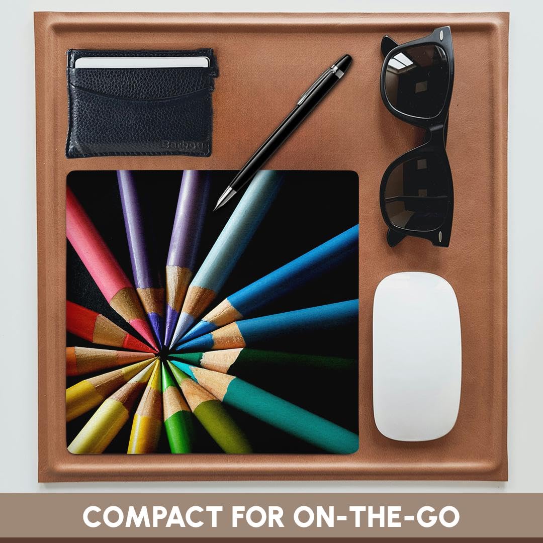 3D Rose 8x8 Inch Mouse Pad with Color Wheel Pencil Design - Non-Slip Rubber Base for Computer, Gaming & Office Use (mp_20536_1)