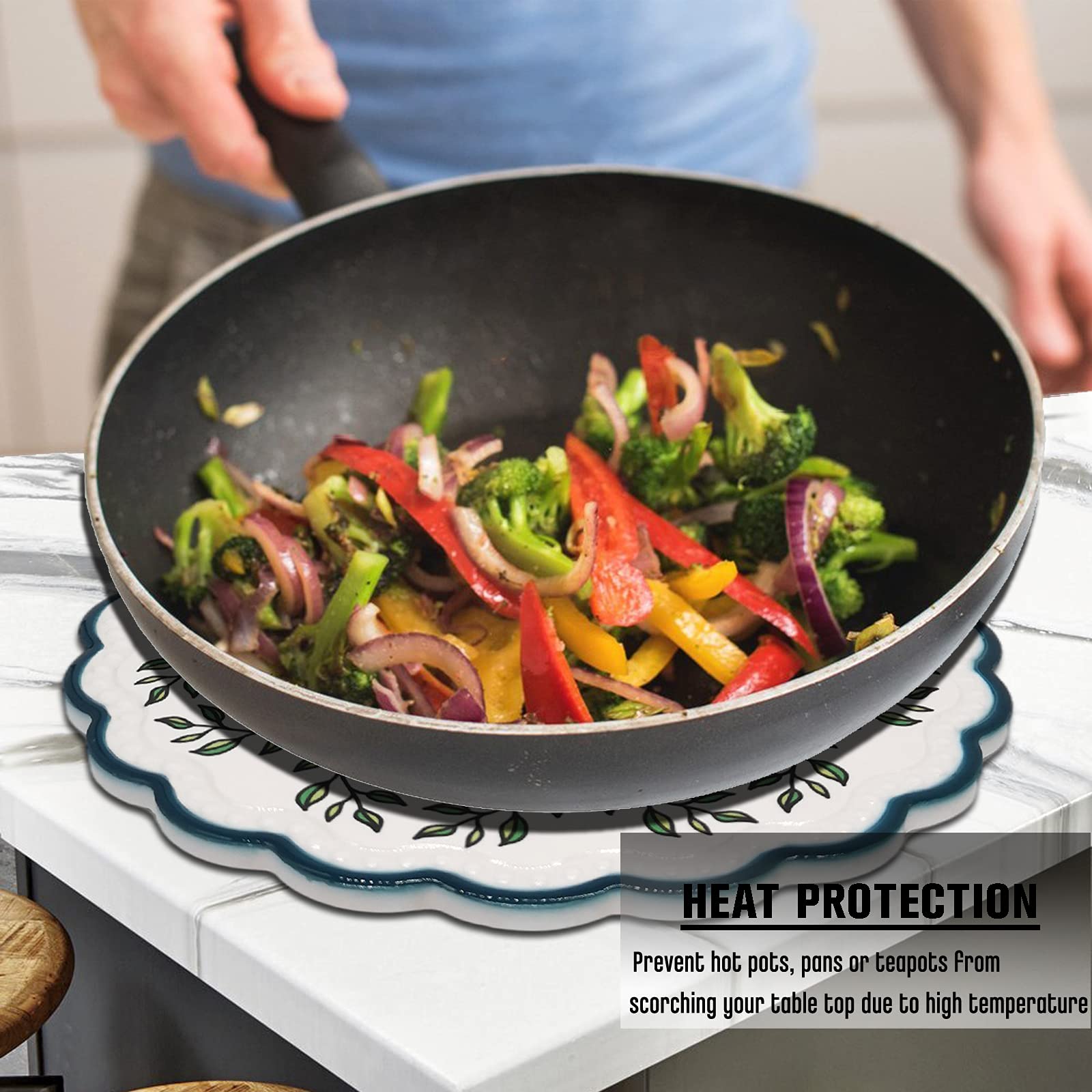 Heat-Resistant Ceramic Trivets Set of 4 - 7.9