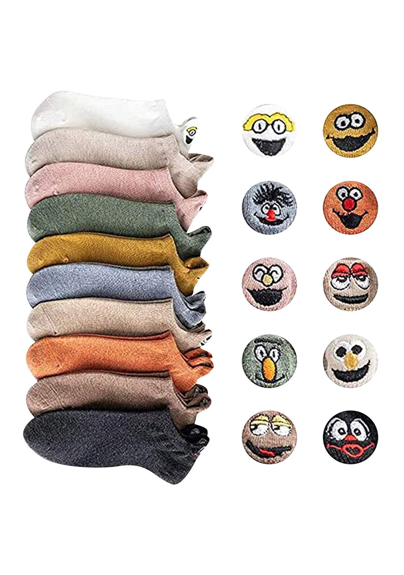FLITAY Funny Embroidered Cotton Socks for Men & Women - Novelty Ankle Socks with Cute Expressions - Perfect for Gifts, Casual Wear, and Home Comfort