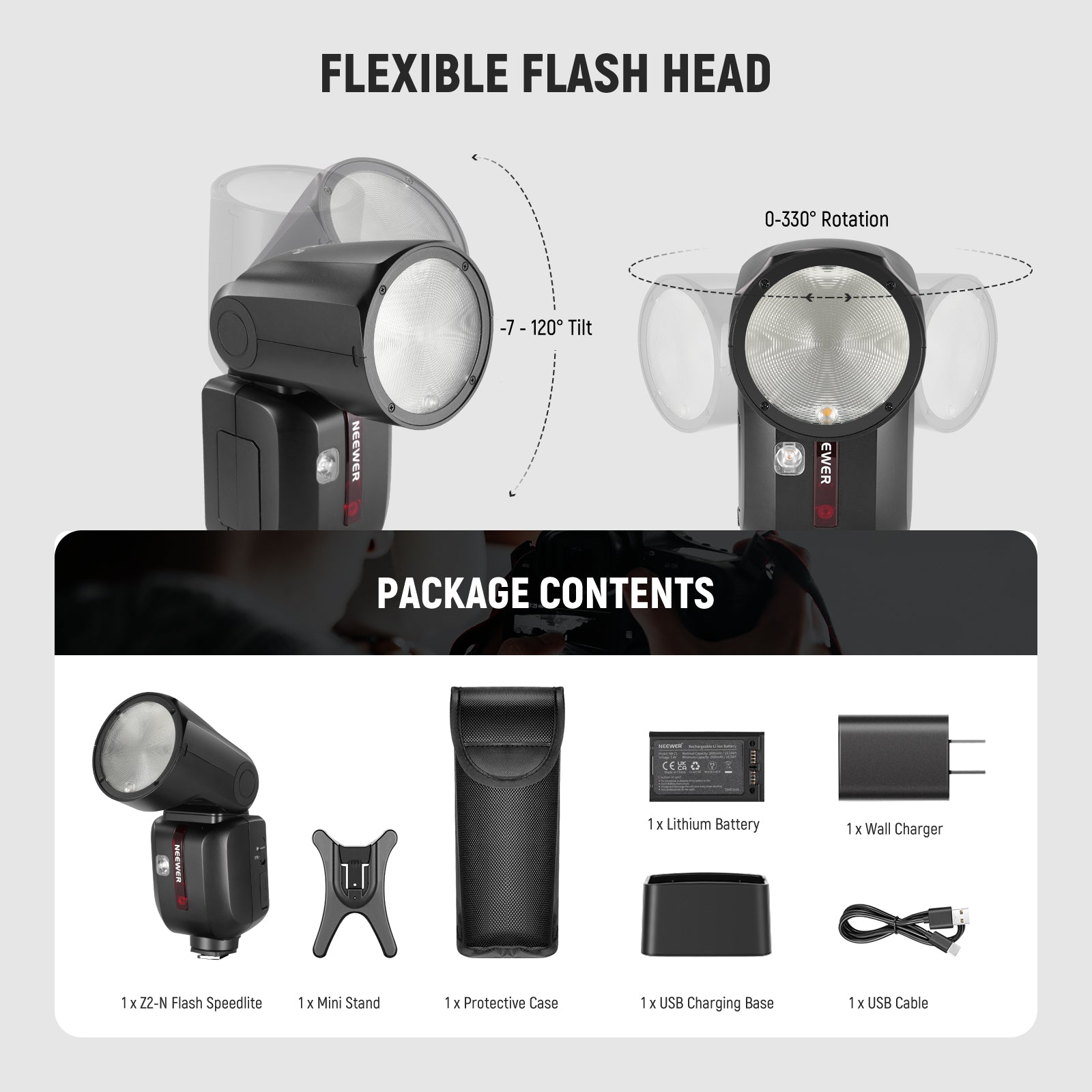 NEEWER Z2 N TTL Round Head Flash Speedlite for Nikon DSLR Cameras - Perfect for Portrait, Wedding, and Event Photography