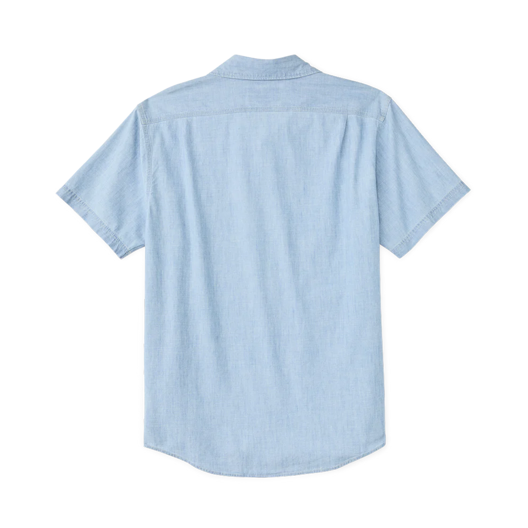 Filson Men's Light Indigo Short Sleeve Chambray Shirt - Casual Summer Wear for Outdoor Adventures & Travel