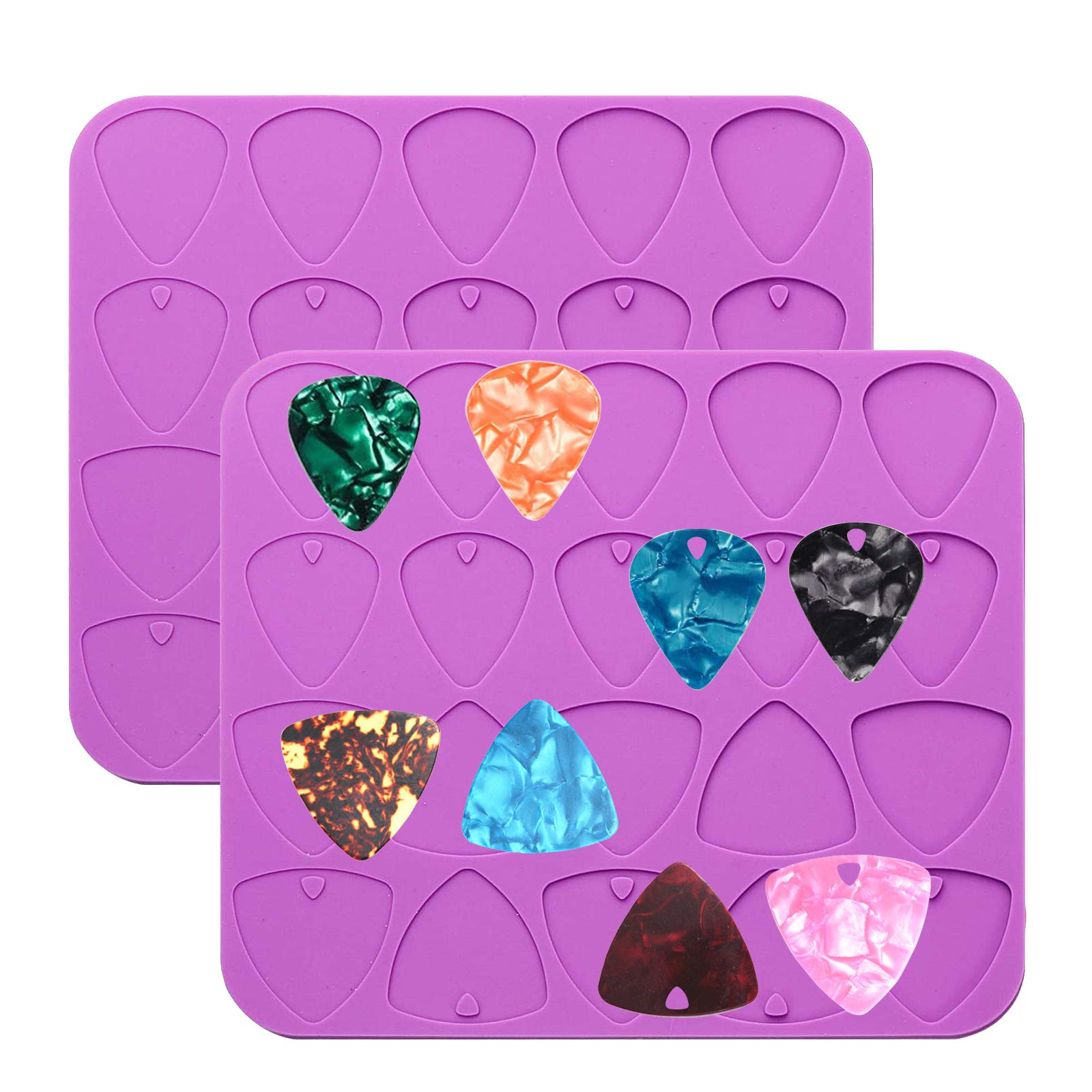 2 Pack Epoxy Resin Guitar Picks Molds - DIY Silicone Casting Mold for Custom Guitar Plectrums, Thumb Picks & Jewelry Making - Perfect for Keychains, Pendants & Music Accessories (Great for Musicians & Craft Lovers)