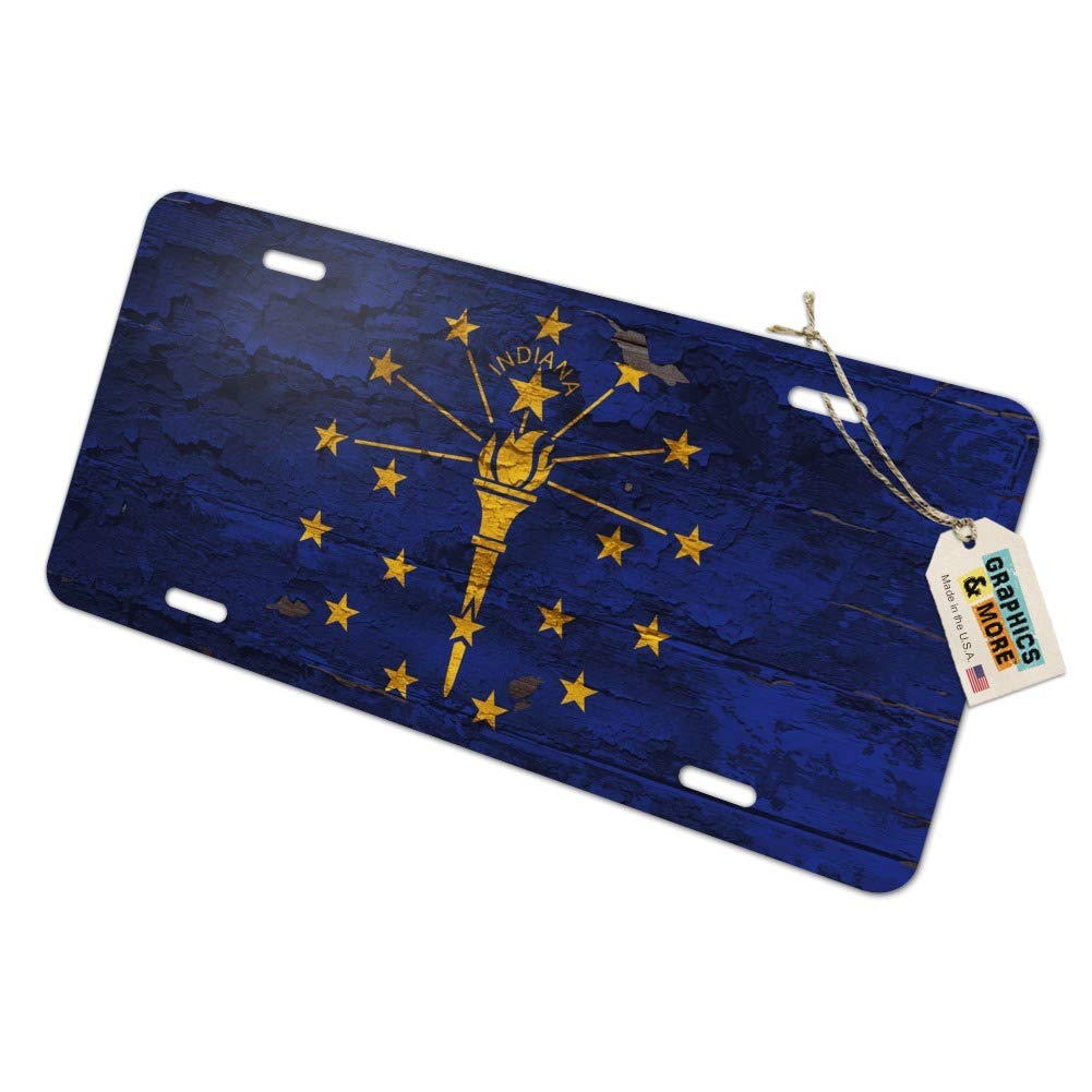 Vintage Distressed Indiana State Flag Metal Vanity License Plate - Rustic USA Novelty Decor for Home, Bar, Garage & Man Cave