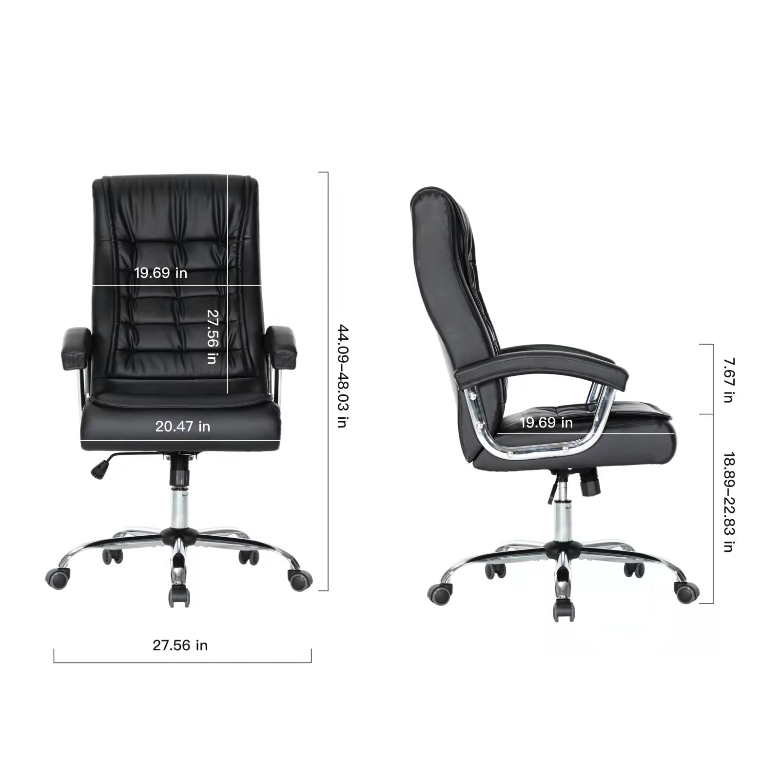 Premium Ergonomic Executive Office Chair - Adjustable High Back Leather Swivel Chair with Padded Seat & Armrests - 350lbs Weight Capacity - Spring Support Computer Desk Chair for Home Office (Black) - Perfect for Long Work Hours & Video Conferencing
