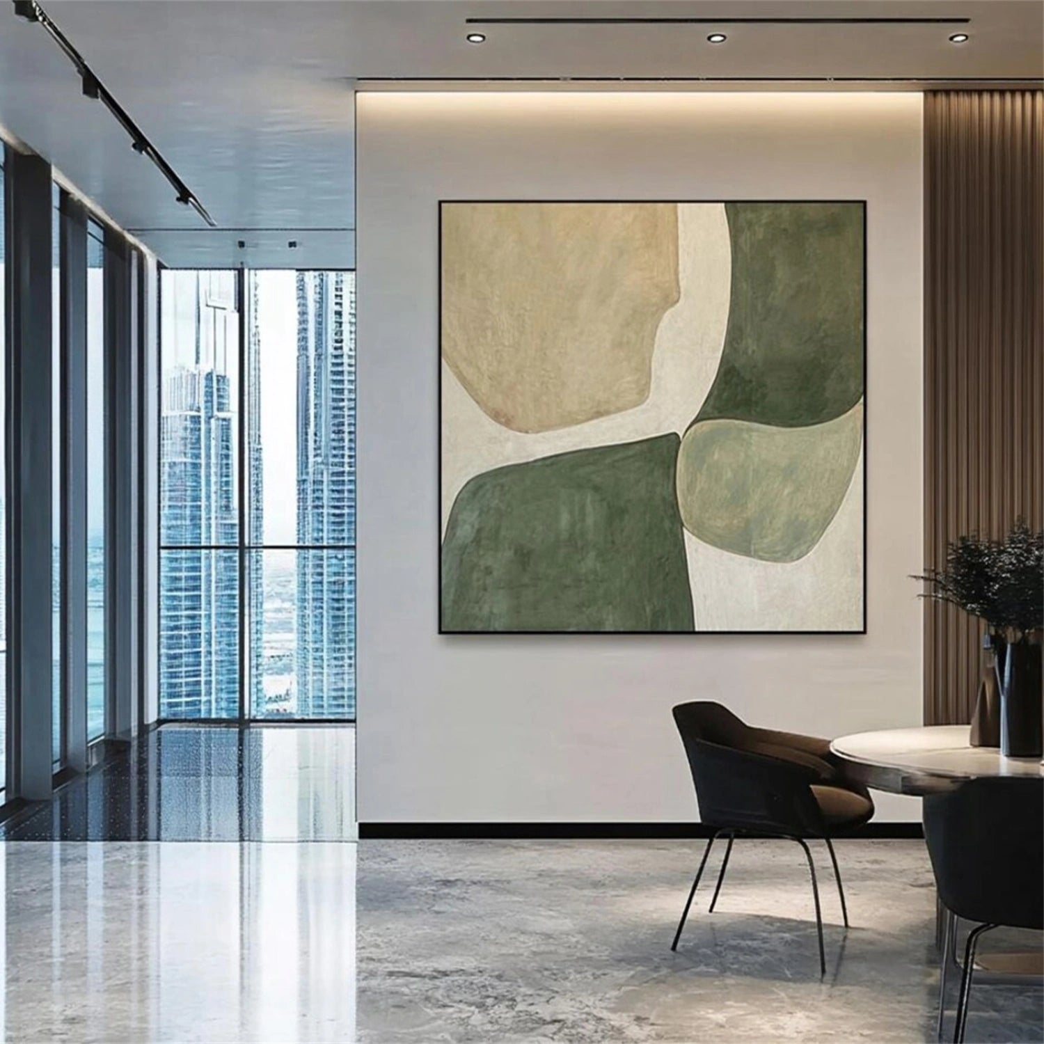 Blue & Green Abstract Wall Art Canvas Print #BG091 - Modern Home Decor for Living Room, Bedroom & Office
