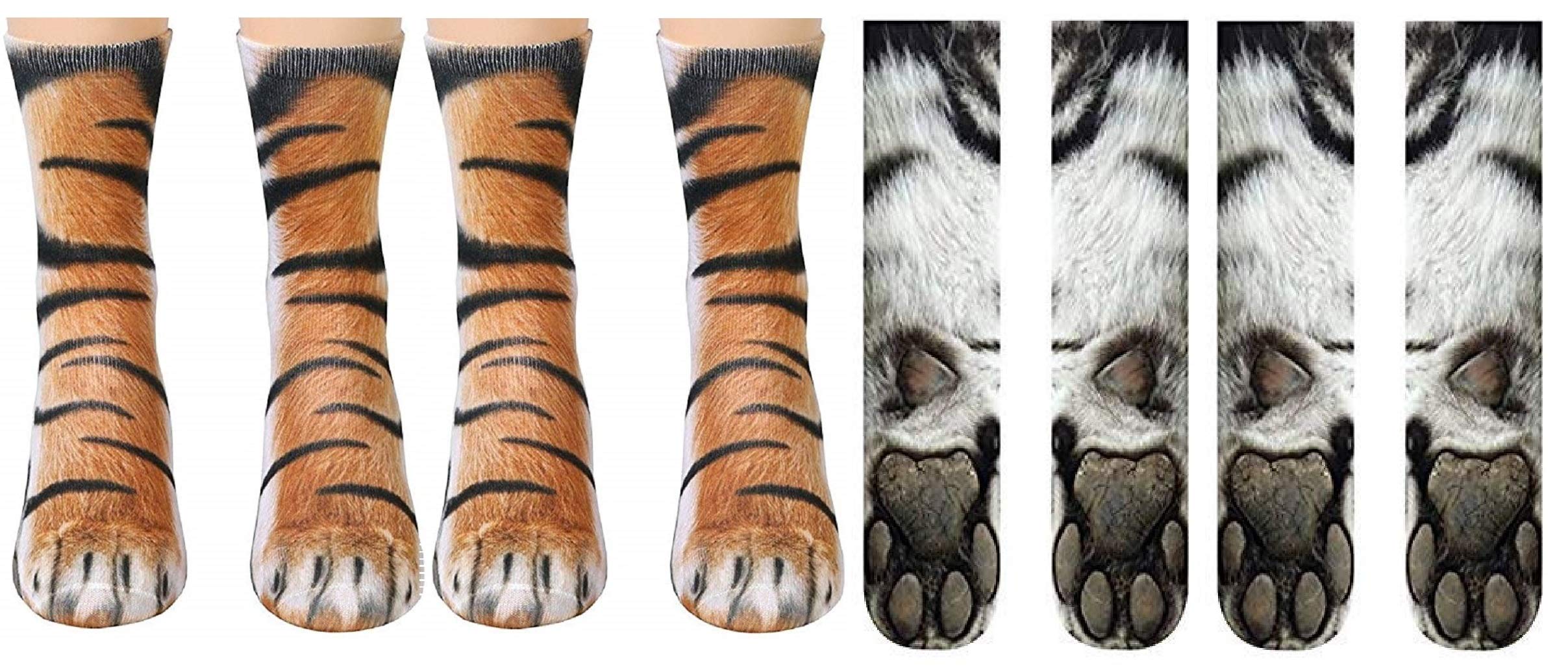 Funny 3D Animal Paw Socks - Cute Cat Tiger Dog Crew Socks for Men & Women | Novelty Gifts for Pet Lovers | Perfect for Cosplay, Halloween & Casual Wear