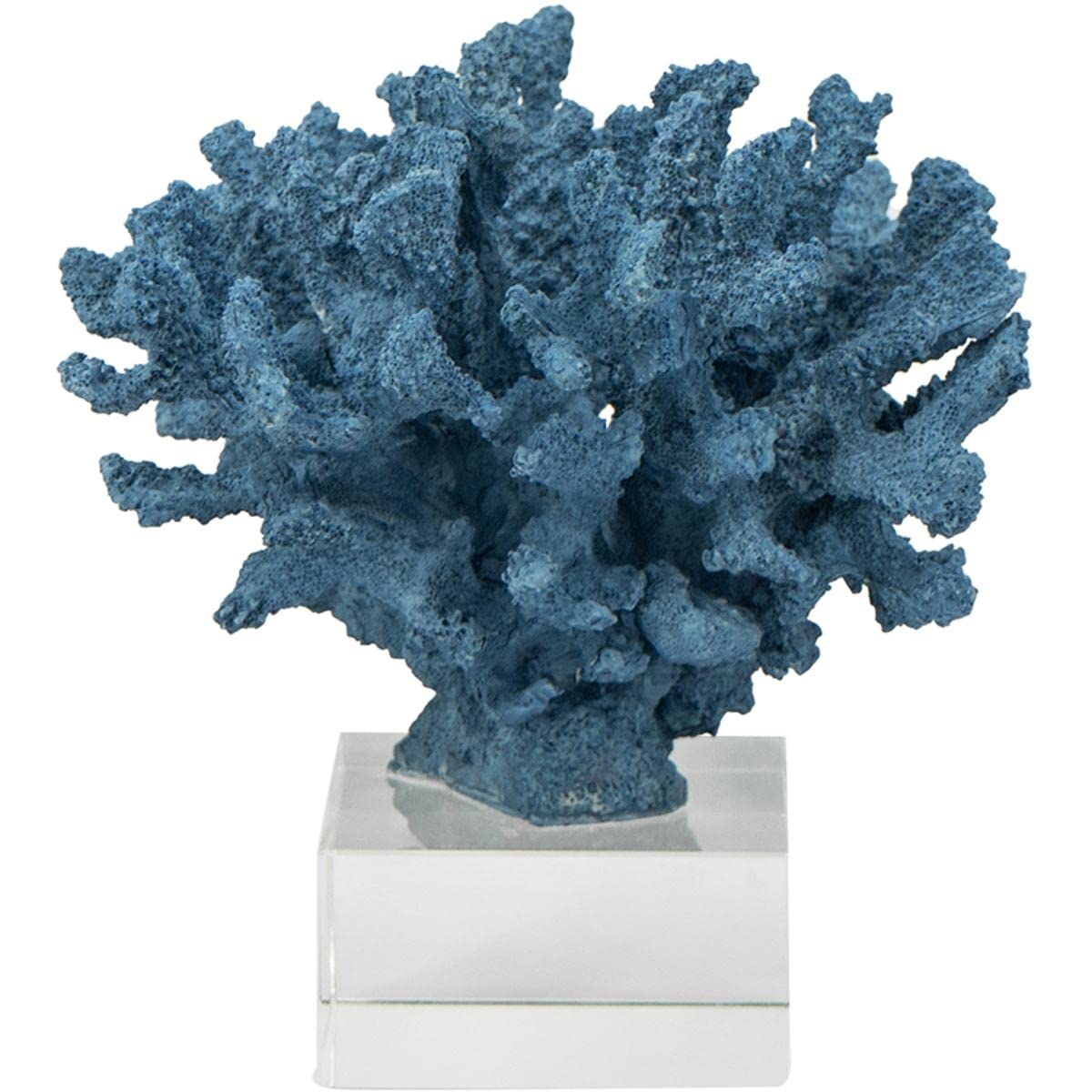 Blue Coral Sculpture with Glass Base - 10