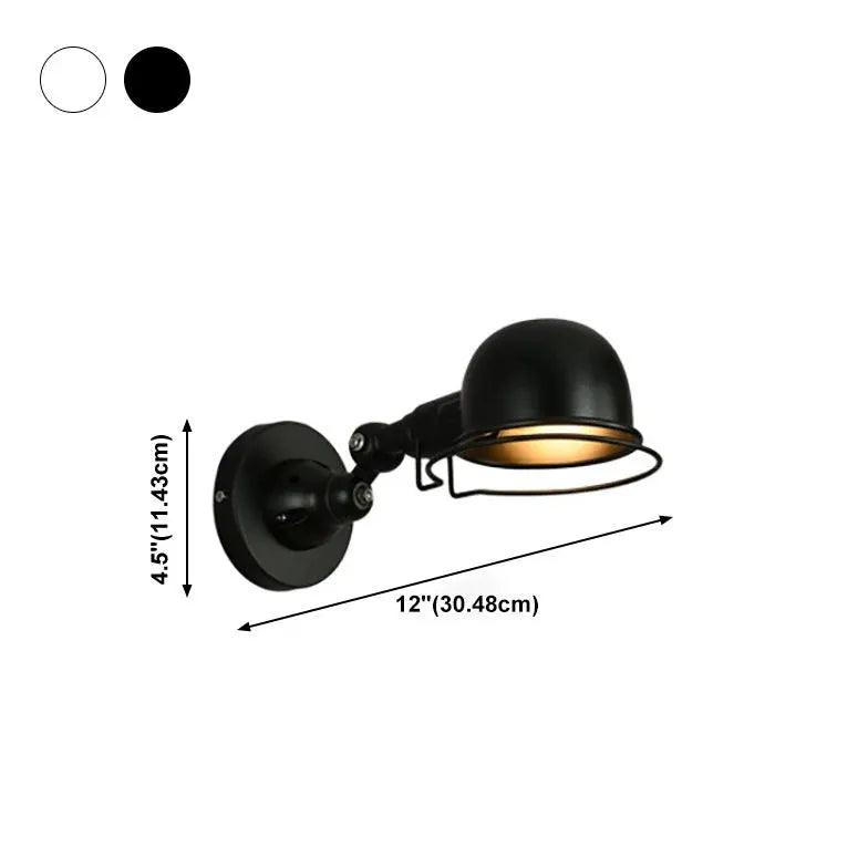 Vintage Dome Swing Arm Industrial Wall Light - Adjustable Wall Mounted Sconce for Living Room, Bedroom, or Office Lighting