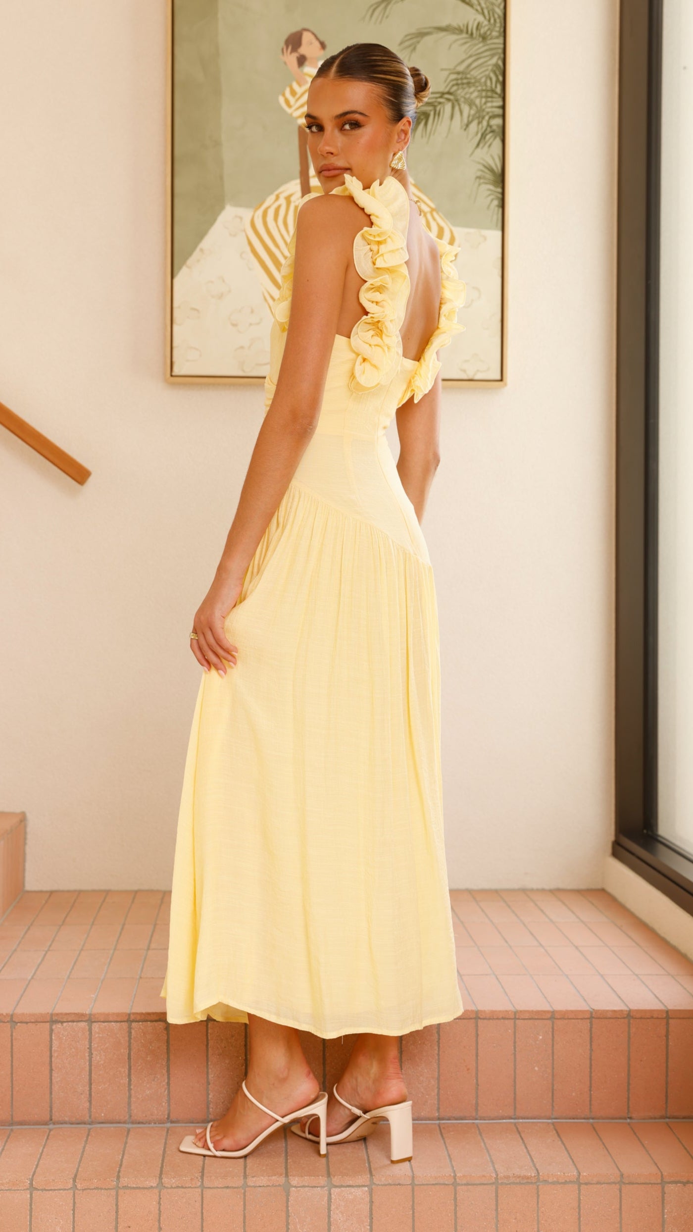 Alma Maxi Dress for Women - Flowy Long Summer Dress in Yellow | Beach Vacation, Casual Outing, Boho Chic Style