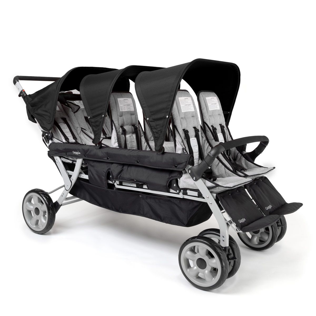 Gaggle Jamboree 6-Seat Stroller for Large Families - Lightweight Multi-Kid Baby Stroller with Canopy & Storage Basket - Perfect for Theme Parks, Zoos, and Group Outings