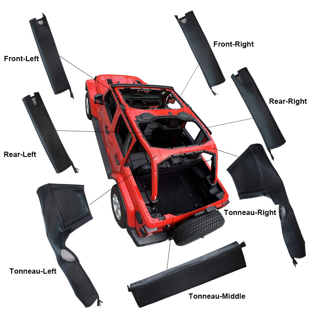 Shadeidea Roll Bar Padding for Jeep Wrangler JL Unlimited & 4 Door 2018-2023 - Black Vinyl Foam Laminated Protection Cover Kit | Fits JLU Sahara Rubicon Models | Durable Off-Road Accessory with 3 Year Warranty | Perfect for Trail Riding & Daily Commuting