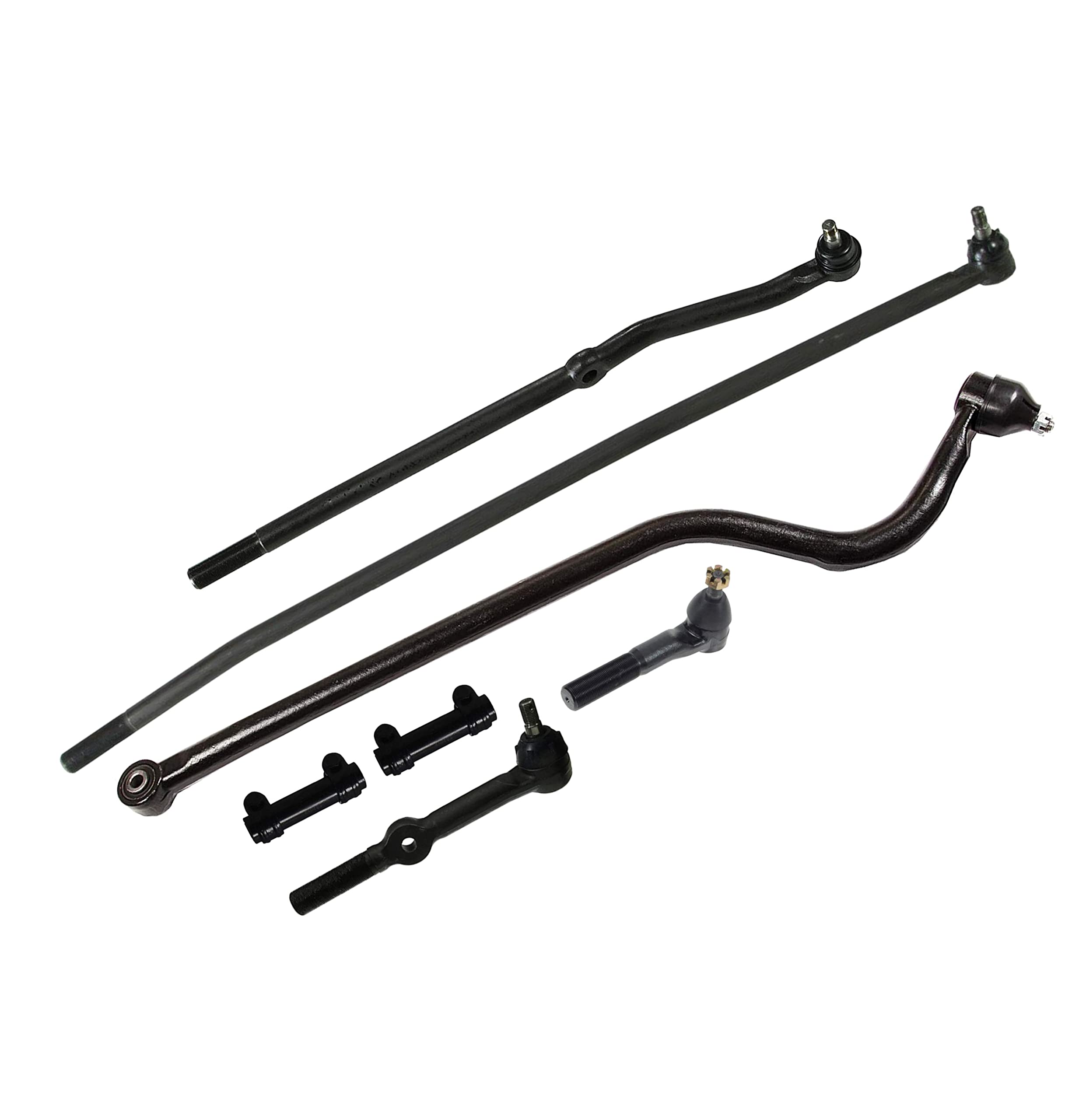 7-Piece Front Tie Rods Steering Kit with Track Bar & Drag Link Adjusting Sleeves - Compatible with 4WD Models (LH RH) - Heavy Duty Off-Road Truck Maintenance & Repair - Ideal for Jeep Wrangler, Ford F-150, Chevy Silverado & Ram 1500 Suspension Upgrades