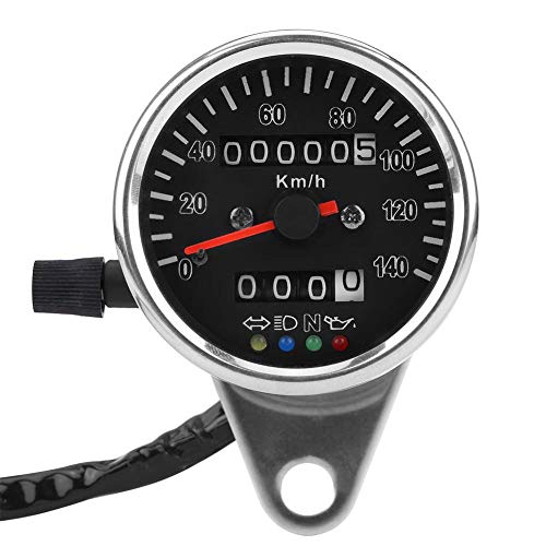 65mm Black LED Motorcycle Speedometer Gauge - Silver Indicator for Cruiser & Street Bikes