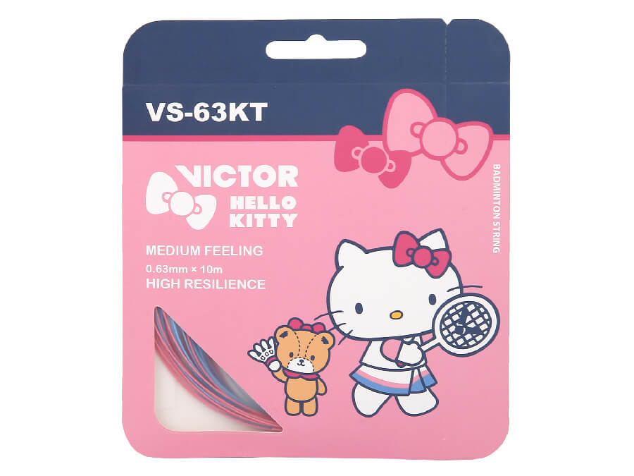Victor X Hello Kitty VS 63KT Badminton Racket Strings [Pink/Blue] - Limited Edition Badminton Gear for Women & Girls - Perfect for Tournaments, Training & Casual Play