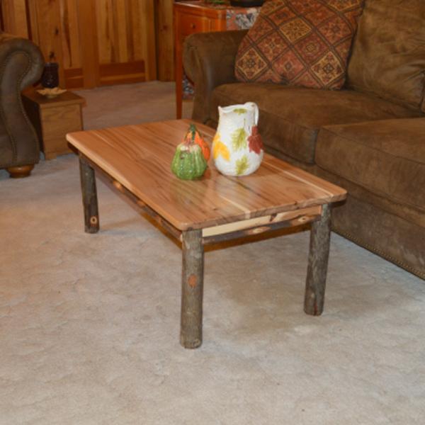 Solid Hickory Wood Coffee Table - Rustic Farmhouse Style Living Room Furniture for Home Decor & Relaxation