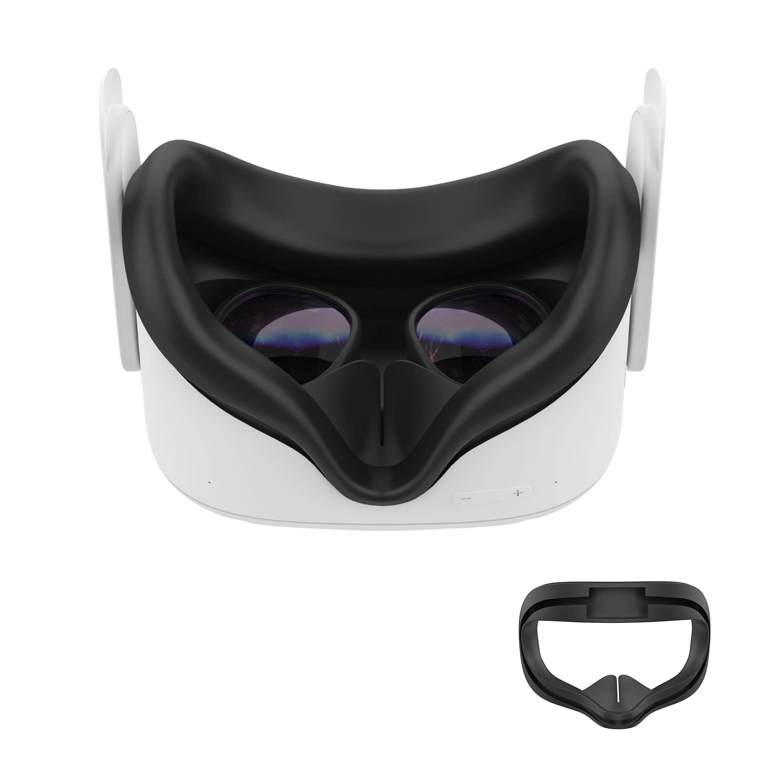 AMVR Upgraded Black Sweatproof Silicone Face Cover & Cushion for Oculus Quest 2 VR Headset - Lightproof, Washable, Anti-Leakage - Perfect for Gaming, Fitness VR & Long Play Sessions