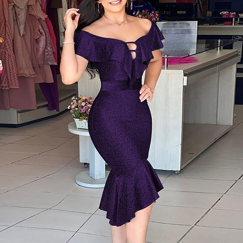 Elegant Women's Asymmetrical Mermaid Dress - Sexy Bodycon Evening Gown for Prom, Party & Special Occasions