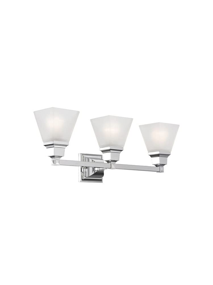 Livex Lighting 1033-35 Mission 3-Light Bathroom Vanity Light Fixture in Polished Nickel - Perfect for Bathroom, Powder Room, and Dressing Area Lighting