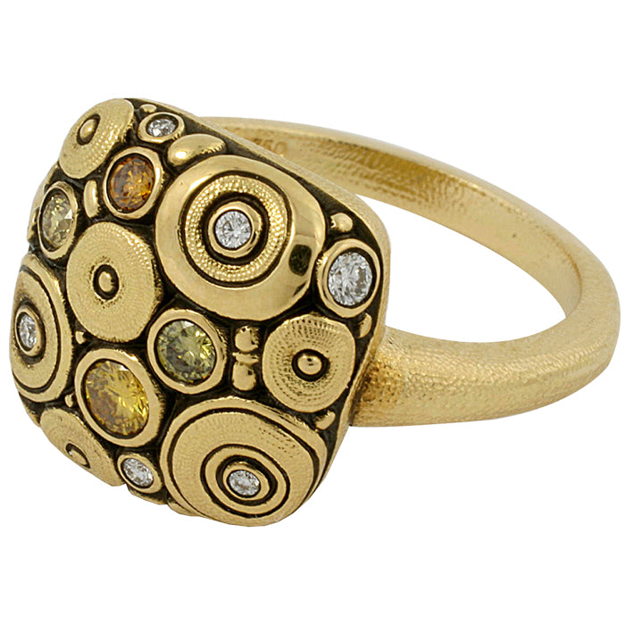 Alex Sepkus Orchard Ring - 14K Gold Handcrafted Ring with Gemstones, Size R 130 - Elegant Jewelry for Women, Perfect for Weddings, Anniversaries & Special Occasions