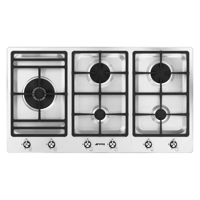 Smeg 90cm Classic 5 Burner Gas Cooktop - Stainless Steel Gas Stove for Modern Kitchen | Professional Cooking, Home Chef & Family Meals