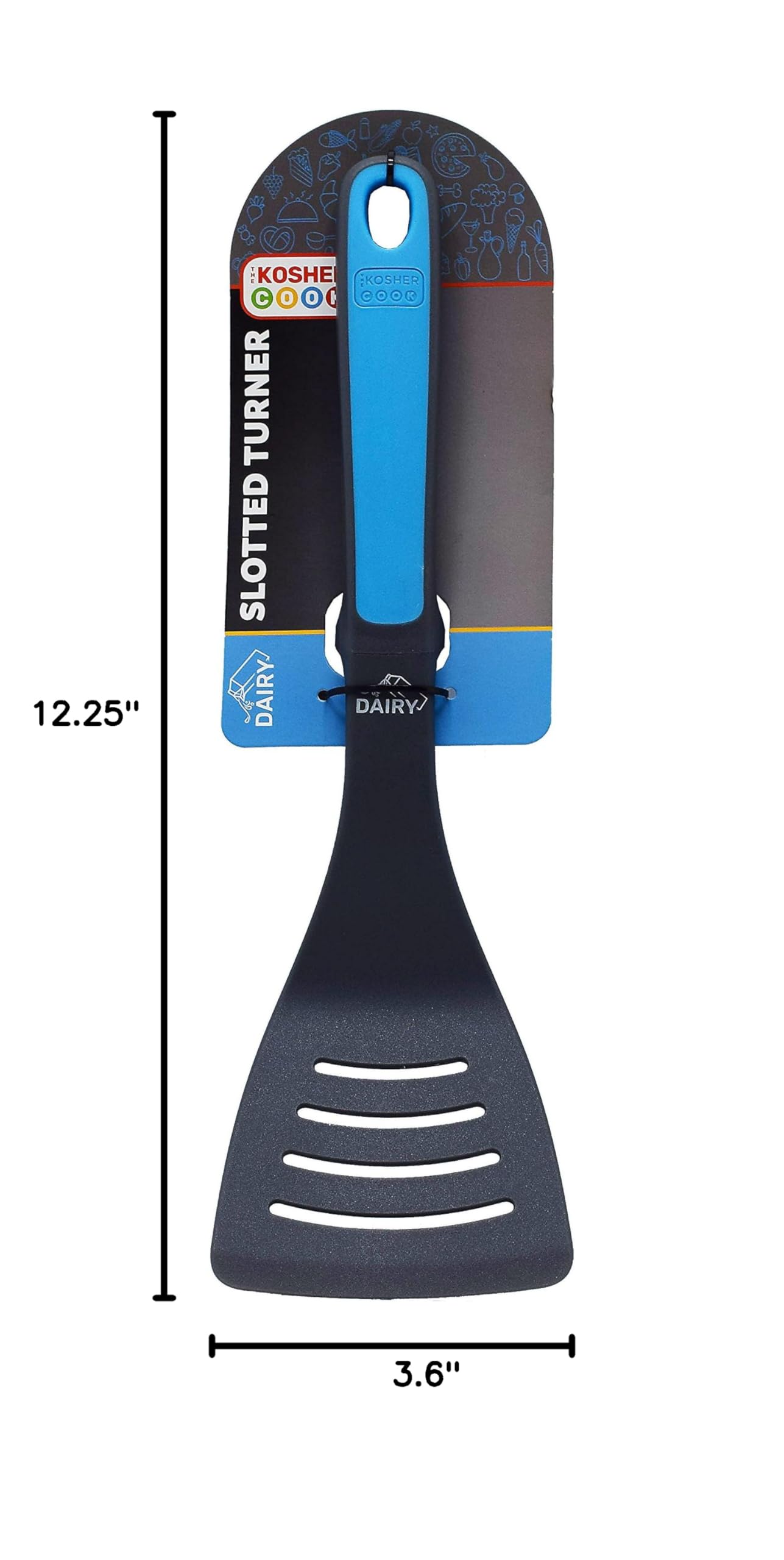 Premium Blue Slotted Turner Spatula - Heavy Duty Silicone Kitchen Utensil for Cooking, Flipping & Baking - Ergonomic Handle with Non-Slip Grip - Color Coded Kitchen Tools - Perfect for Pancakes, Burgers & Eggs
