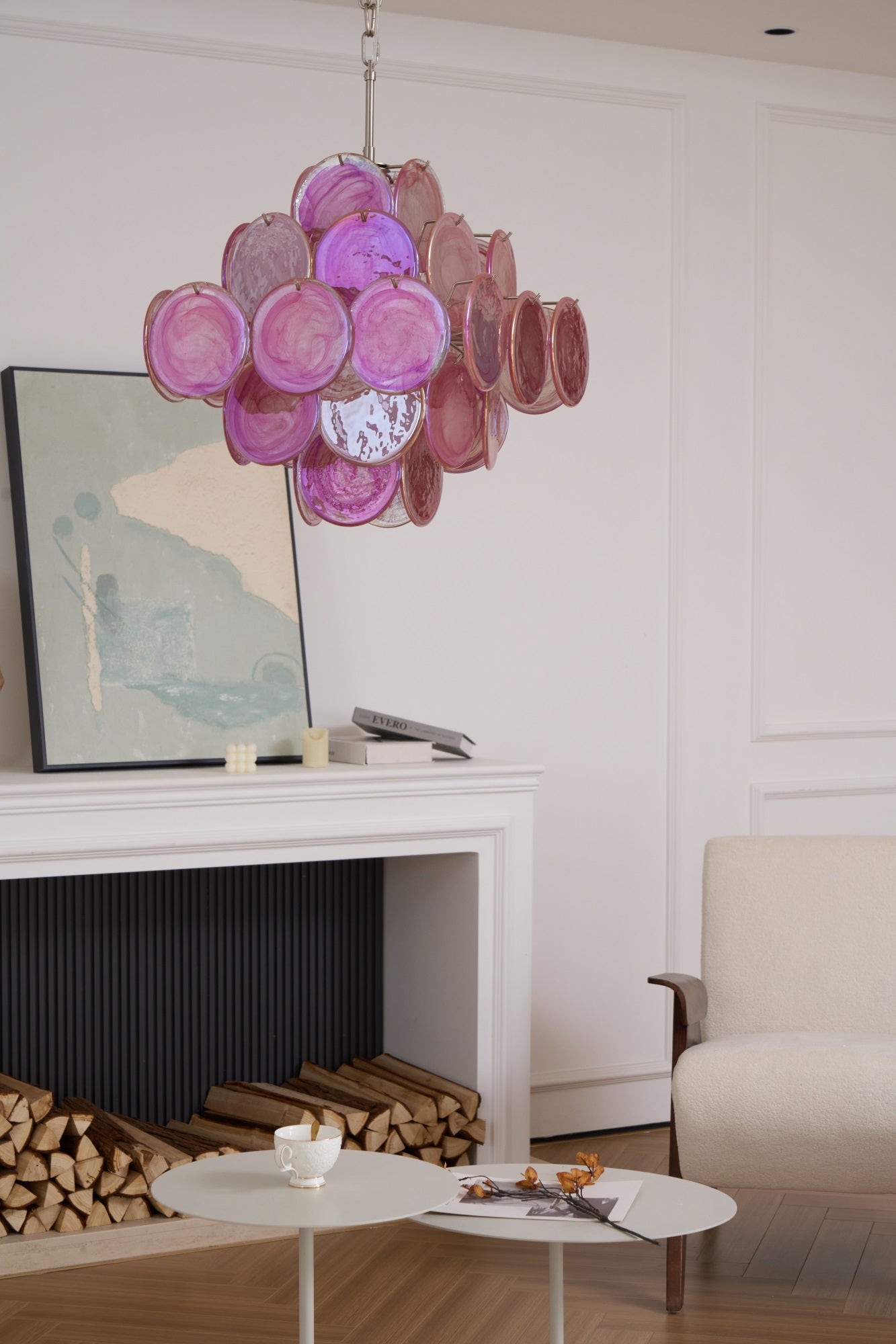 Elegant Aurelia Pink Murano Glass Chandelier - Handcrafted Italian Lighting Fixture for Dining Room & Bedroom Decor