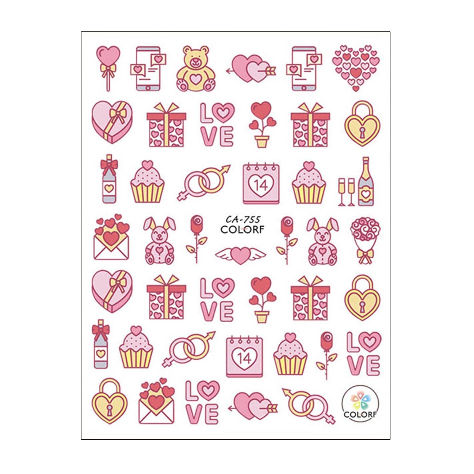 Valentine's Day 3D Metallic Nail Stickers - Heart Rose Lipstick Red Lip Self-Adhesive Nail Art Decals for Women | Perfect for Romantic Dates, Weddings, and Special Occasions