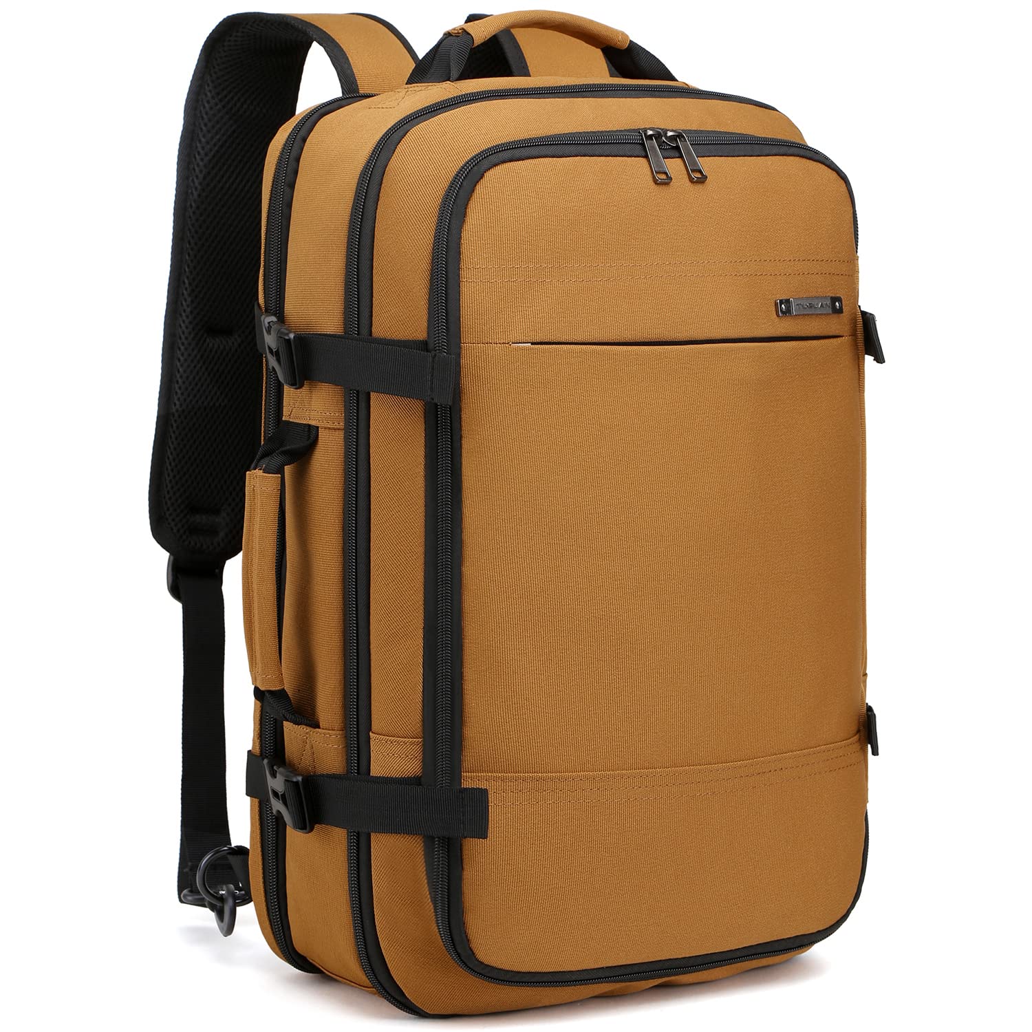 TUGUAN 17 Inch Expandable Laptop Backpack 36L with USB Charging Port - Brown Business Backpack for Men & Women, Ideal for Work, Commuting, and Travel