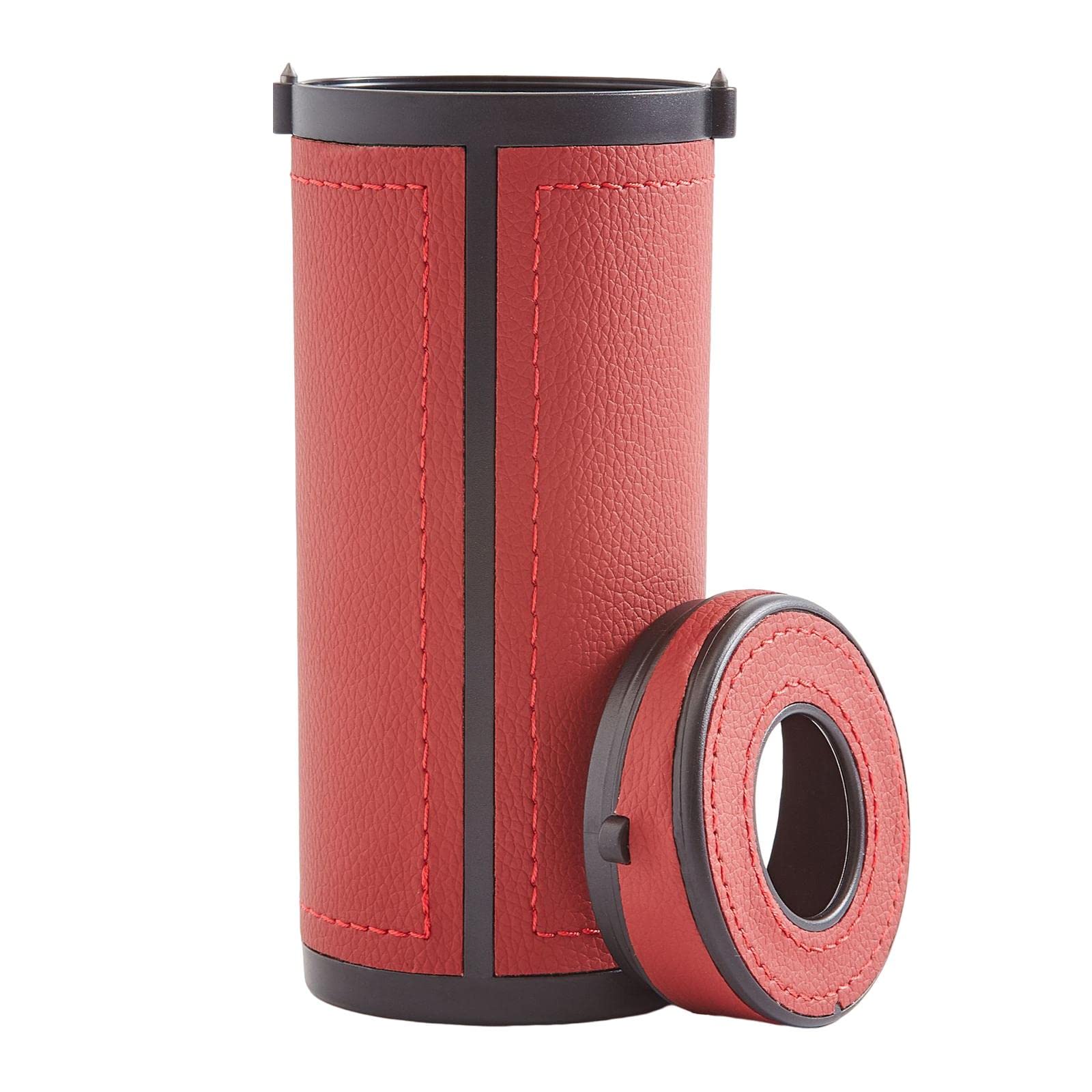 MagiDeal Car Tissue Holder - Cylinder Tissue Box for Car Cup Holder, Auto Interior Accessories with Safety Window Breaker (Wine Red) | Perfect for Road Trips, Commuting & Emergency Situations