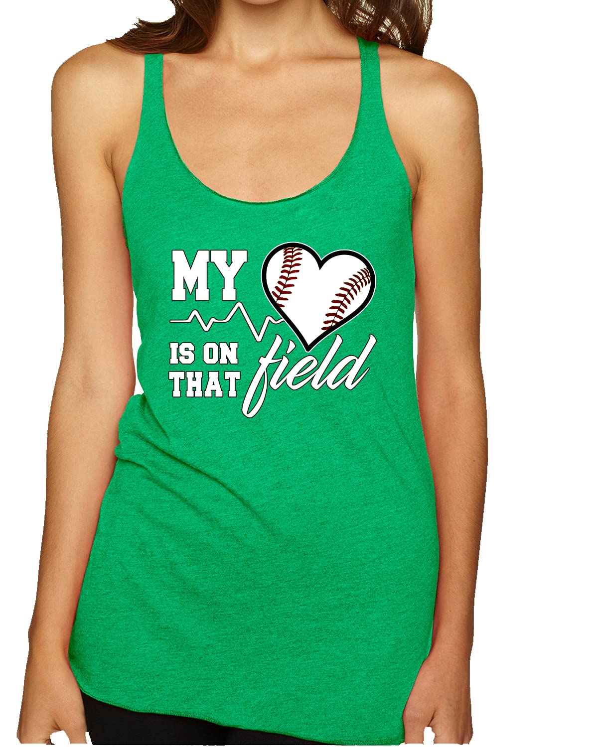 My Heart is On That Baseball Field Sports Tri-Blend Racerback Tank Top - Soft & Breathable Workout Shirt for Baseball Fans, Gym & Casual Wear