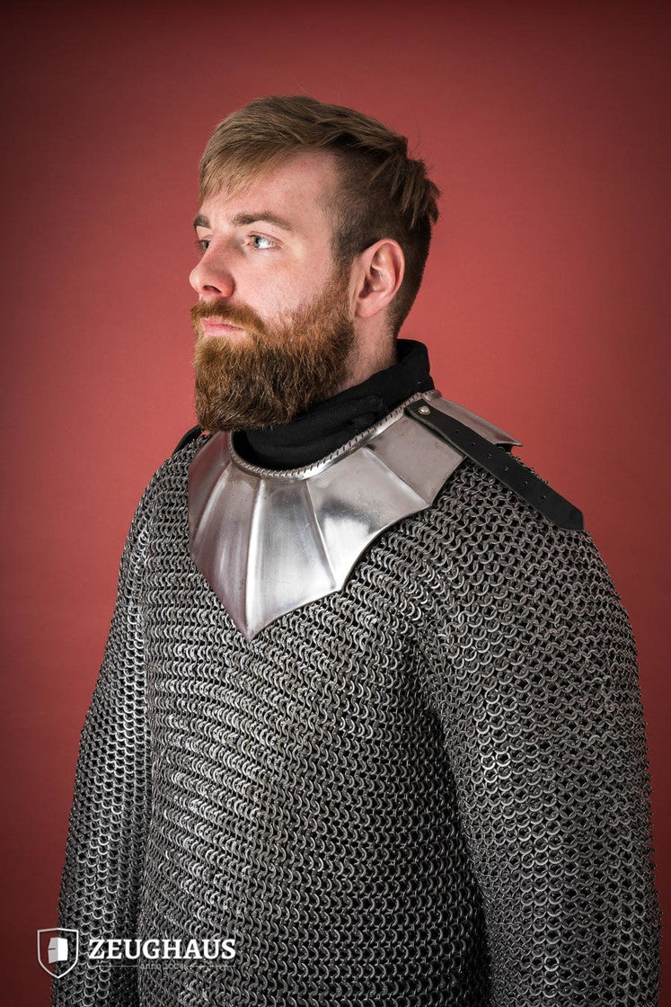 Gothic Gorget Neck Armor - 1.6mm Polished Steel for Medieval LARP, Cosplay & Renaissance Faires
