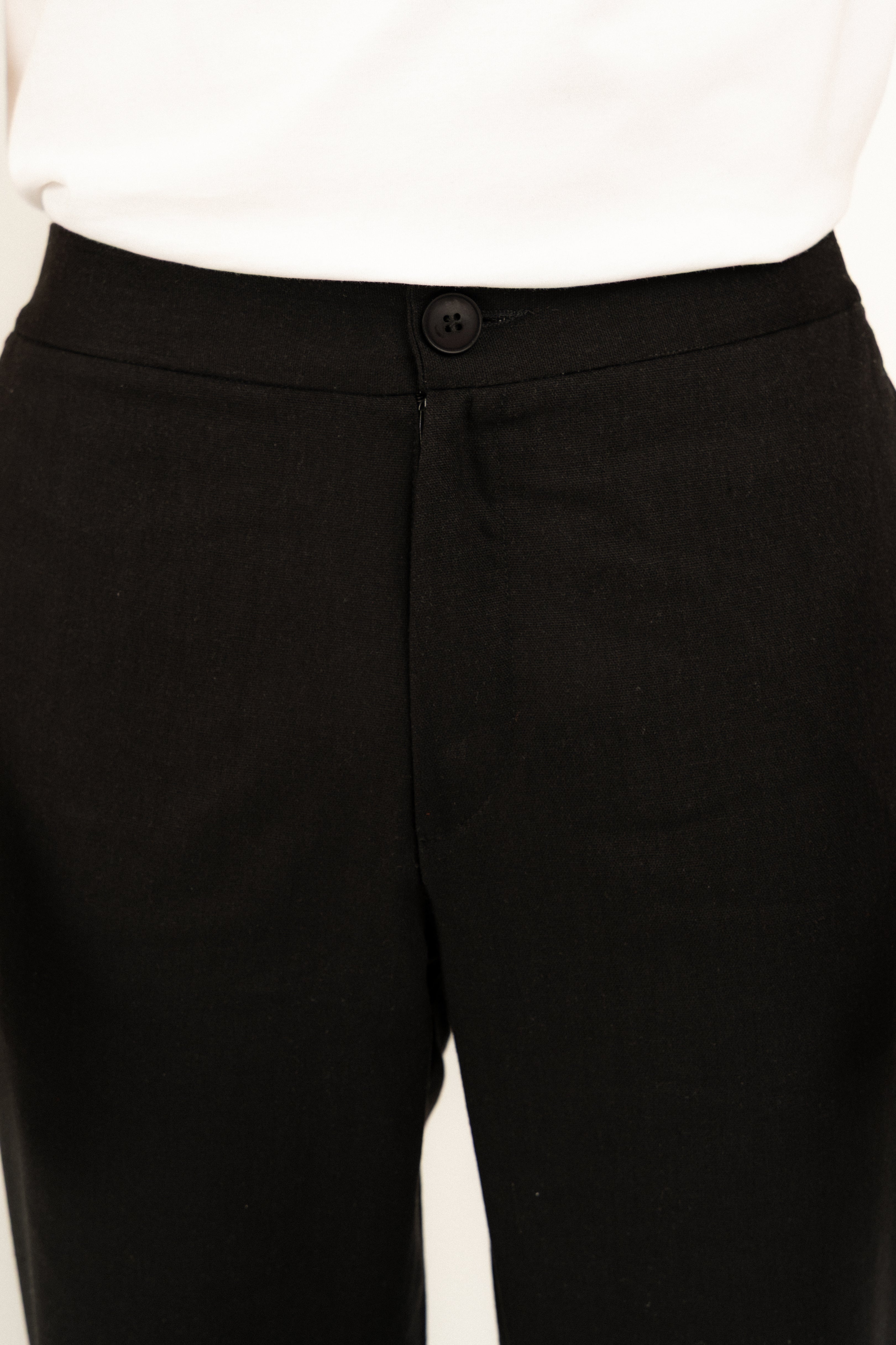 Milos Black Linen Trousers for Women - Comfortable Summer Pants with Elastic Waist - Perfect for Casual Wear, Office & Travel