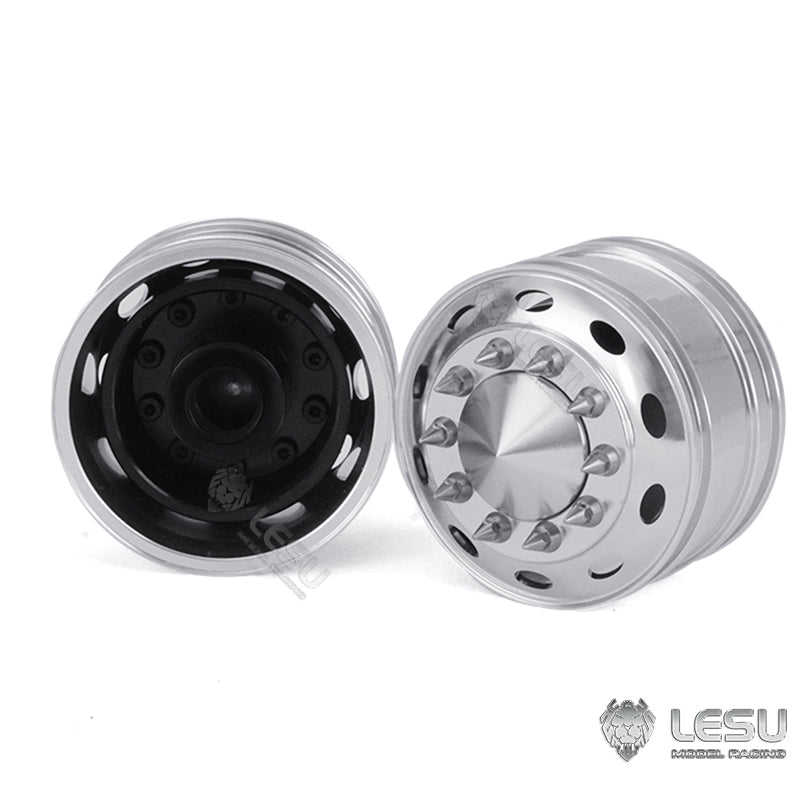 LESU Unpowered/Powered Bearing Hexagon Brake Metal Front Wheel Hub with Rubber Tires - DIY Replacement Part for 1/14 Tamiya RC Tractor Truck Models - Perfect for RC Vehicle Repair & Custom Build Projects