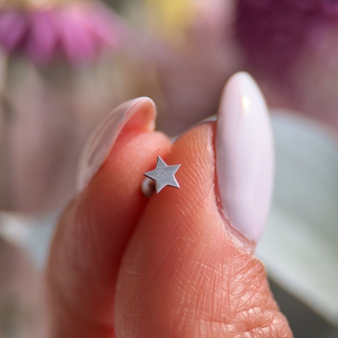 14K White Gold Star Flat Back Stud Earrings – Hypoallergenic & Durable for Everyday Wear | Perfect for Gifts, Parties & Special Occasions