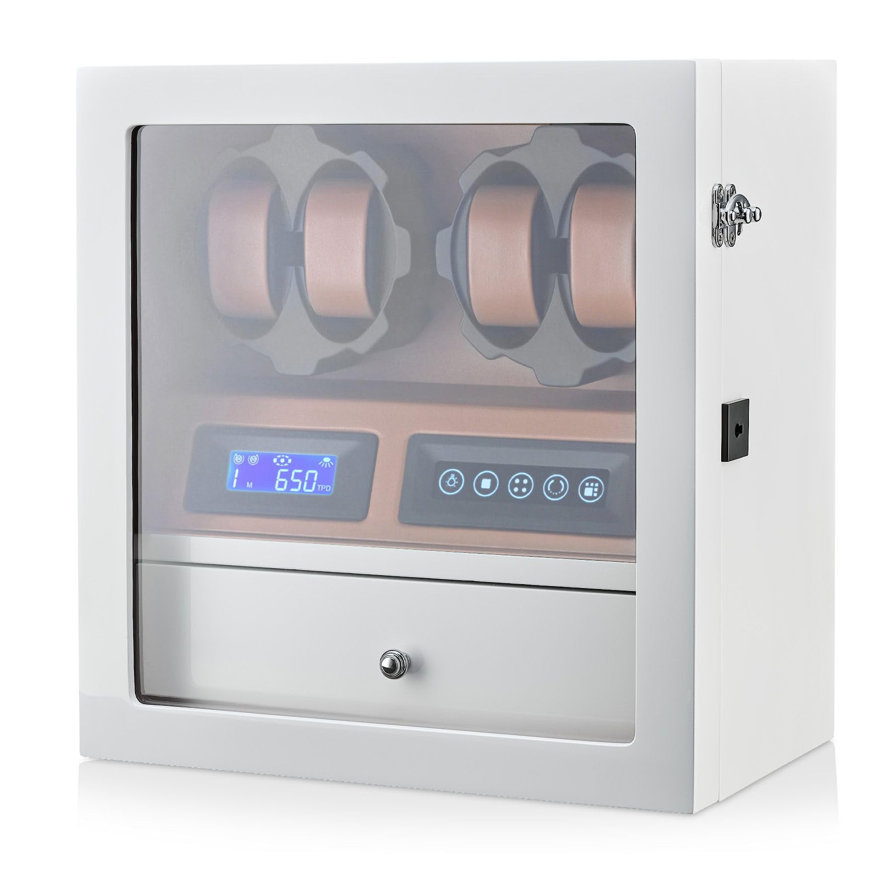 4 Watch Winder with 5 Watch Storage - LCD Display, Touch Control & LED Interior Light - Automatic Watch Winder for Rolex, Omega & Luxury Watches - Perfect for Home, Office & Travel Use