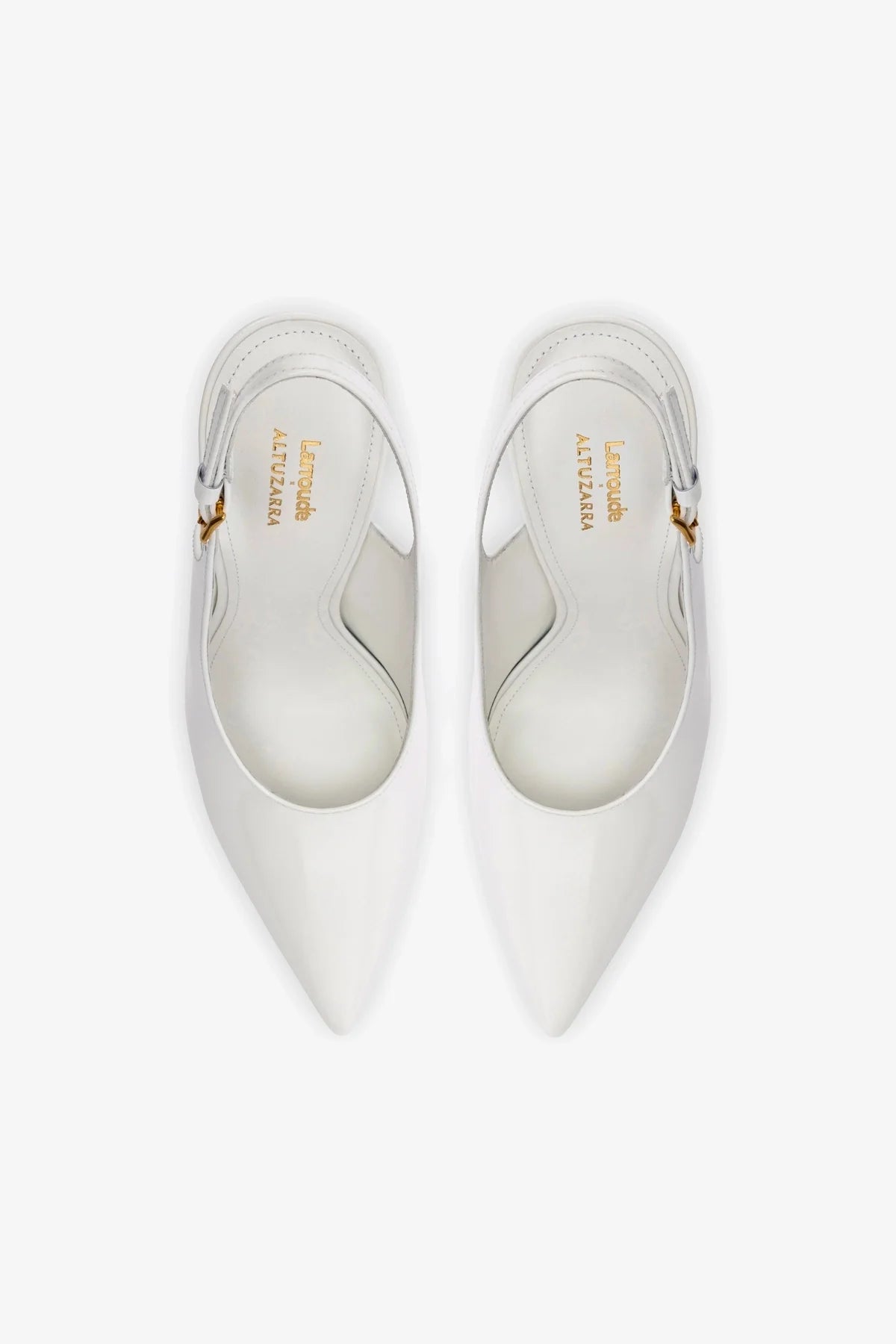Larroudé x Altuzarra White Patent Leather Pumps - Women's Elegant High Heel Shoes for Weddings, Parties & Office Wear