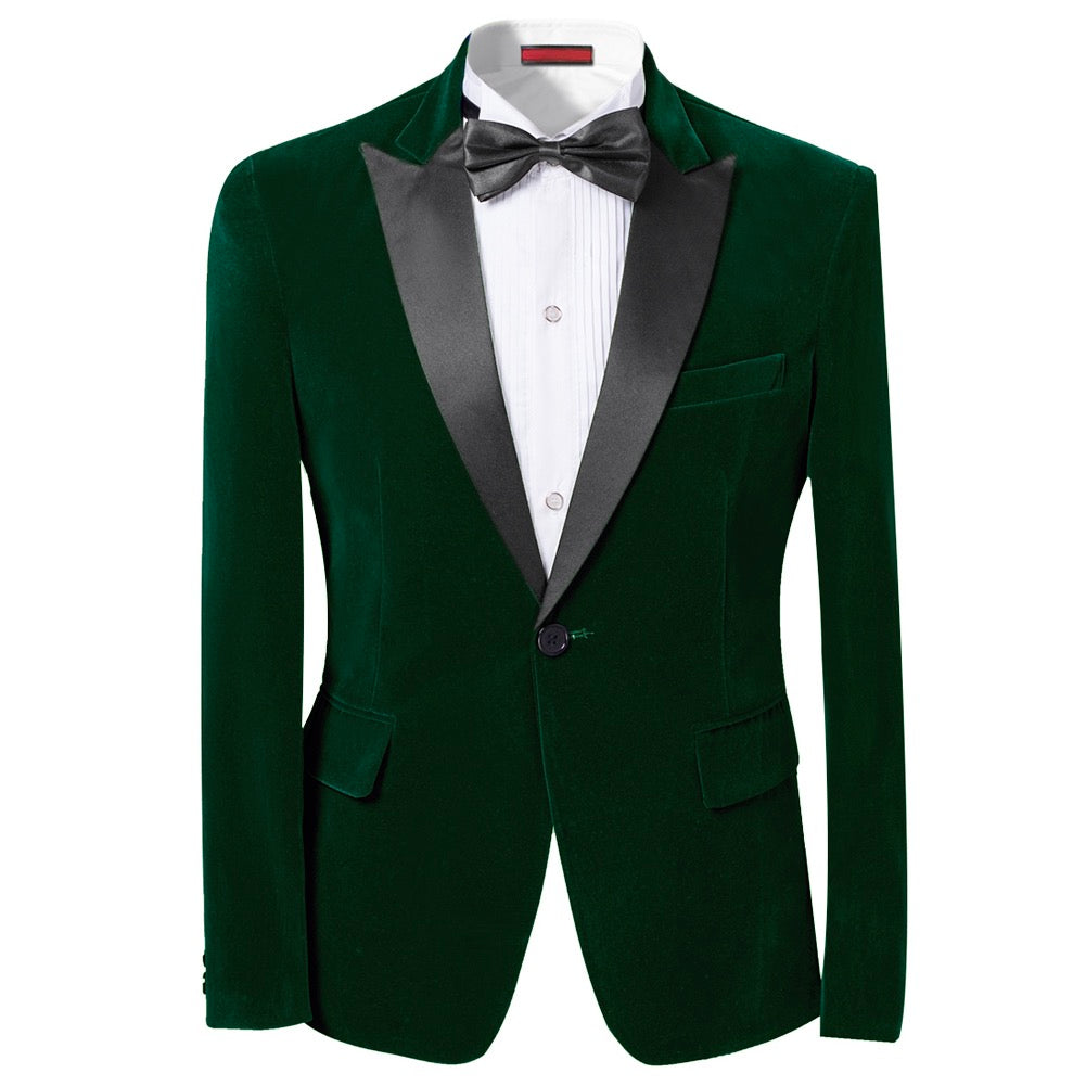 Slim Fit 2 Piece Green Velvet Tuxedo Suit for Men - Formal Wedding & Evening Party Outfit