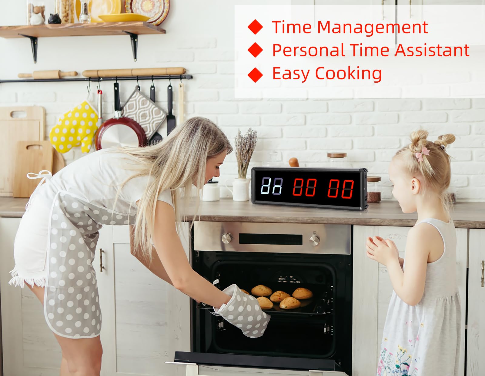 PELLOR Digital Wall Clock with Timer - 1.5