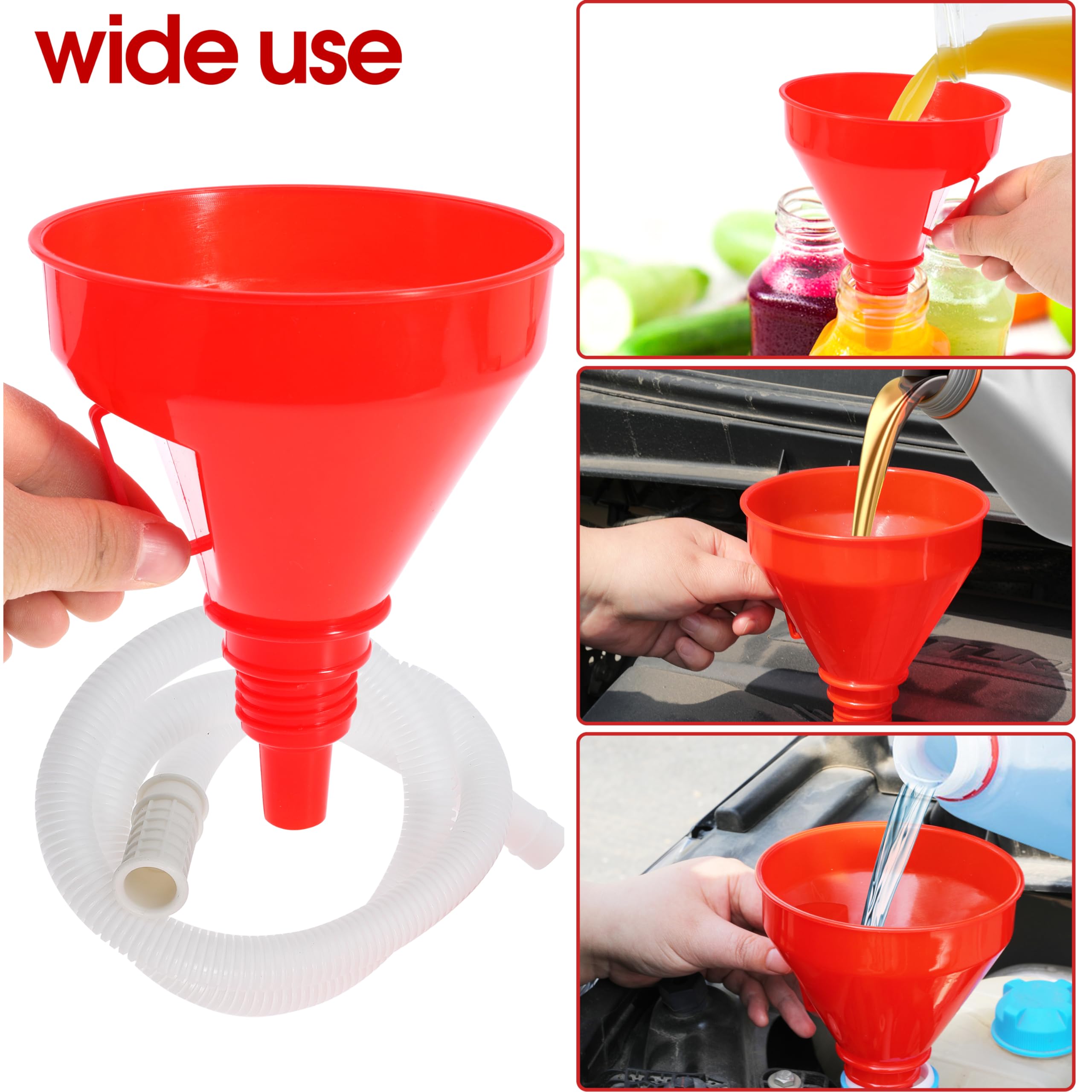 Flexible Wide Mouth Oil Funnel with Long Hose - Automotive Fuel Funnel for Gas, Diesel & Engine Fluids - Perfect for Car Maintenance & Fluid Transfer