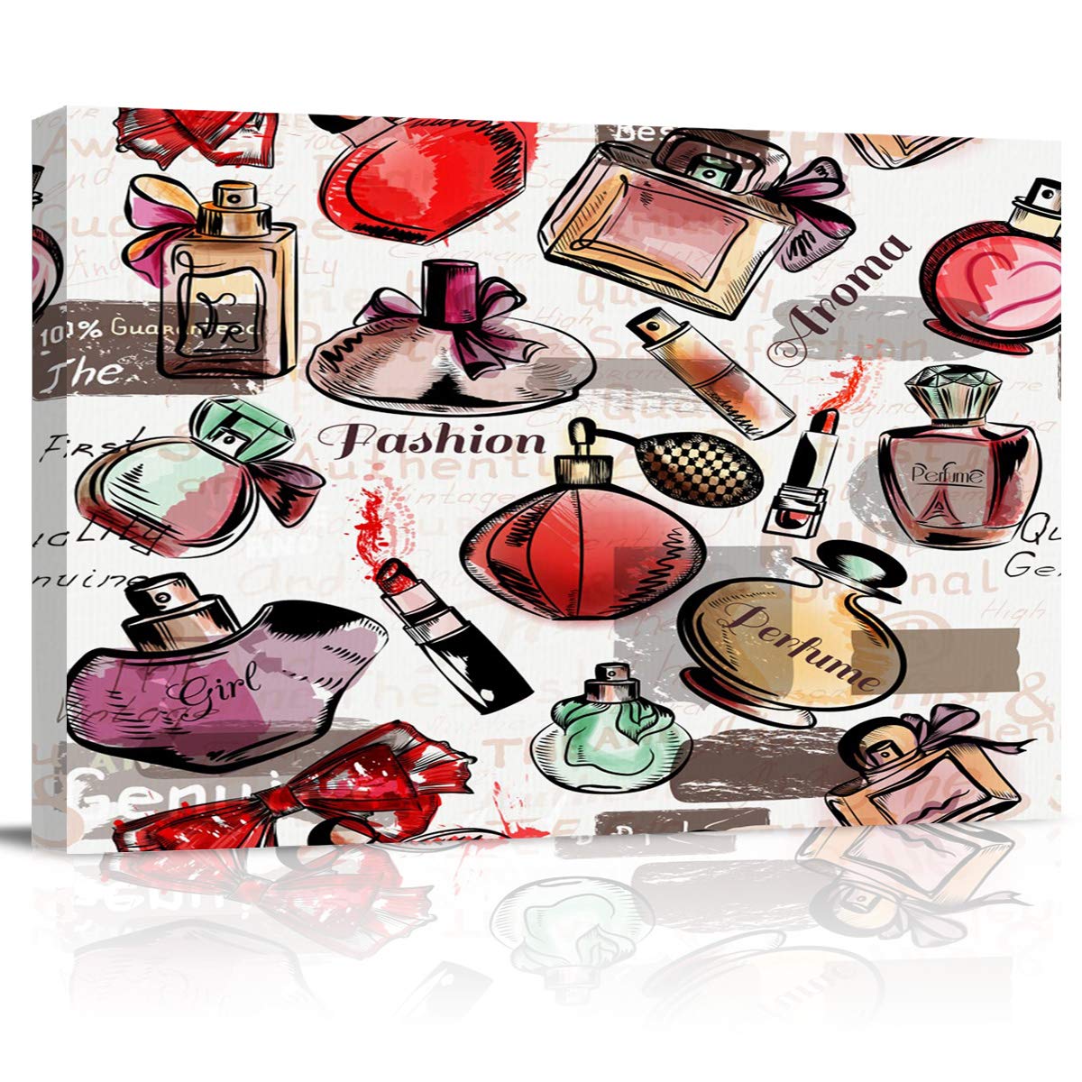 zzsunfeel Canvas Oil Painting - Lipstick & Perfume Wall Art for Living Room Decor | 20x24in | Ready to Hang