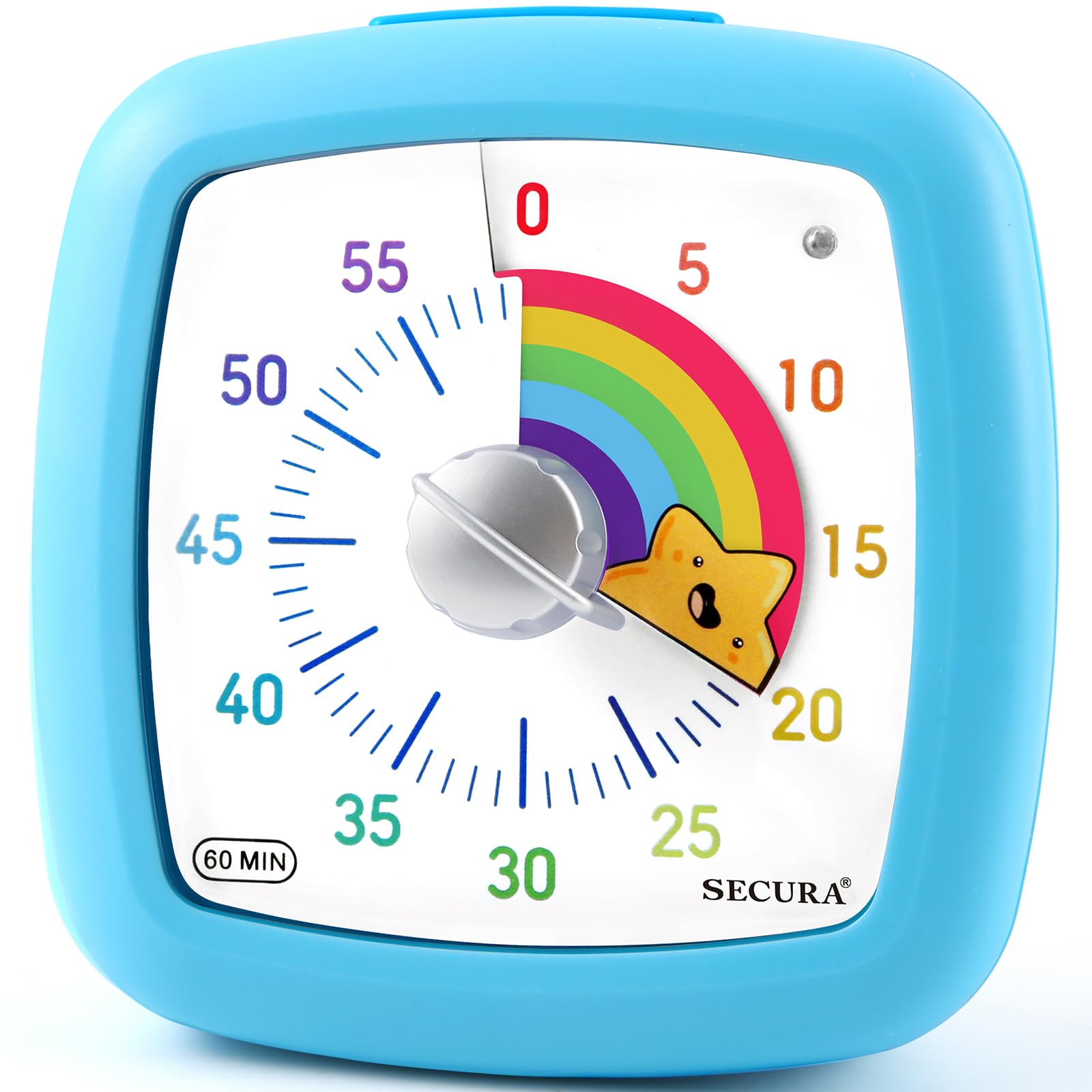 Secura 60-Minute Visual Timer - Silent Countdown Clock for Kids & Adults | Time Management Tool for Studying, Teaching & Productivity (Blue & Star Design) | Perfect for Classrooms, Home Office & ADHD Focus Aid