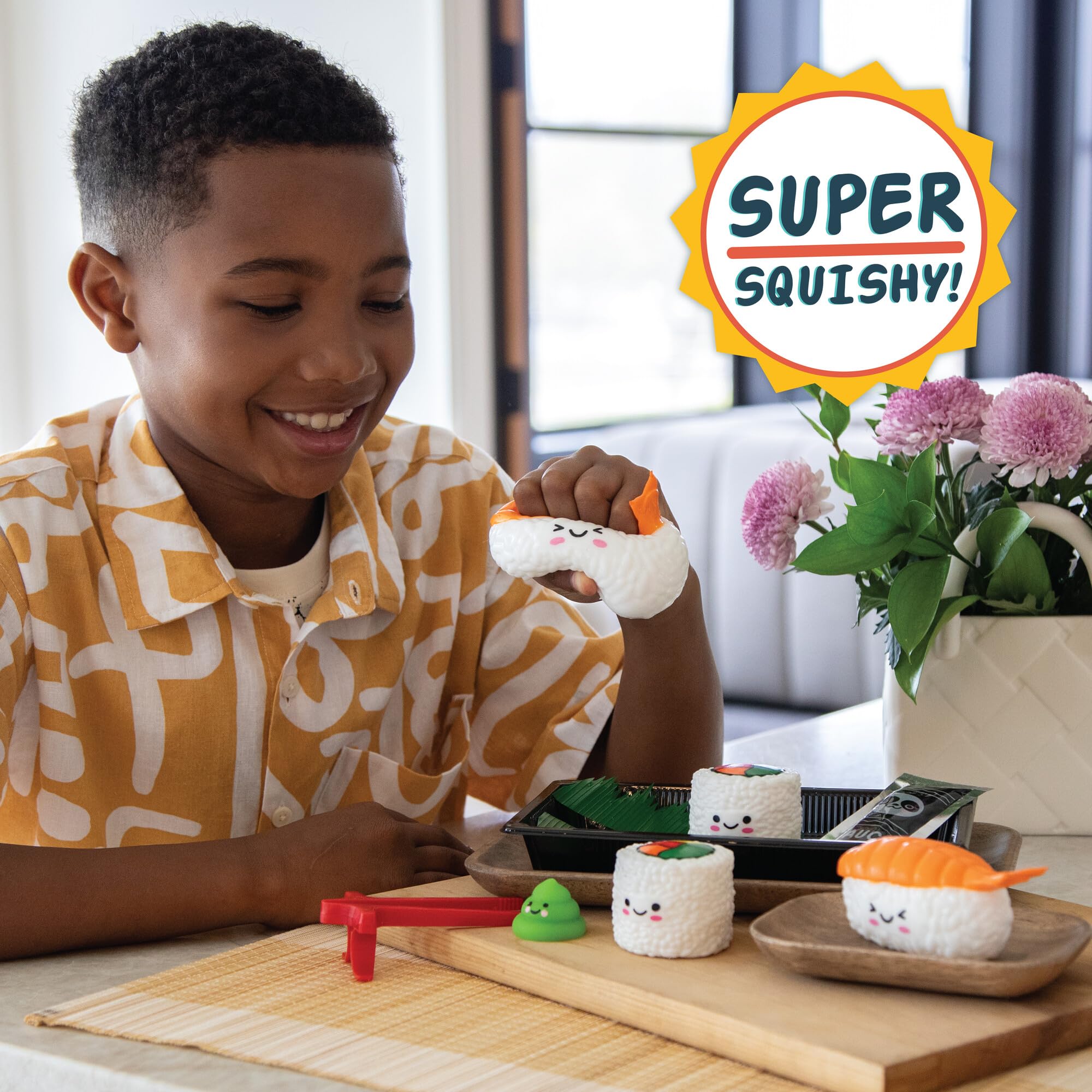 MindWare Foodie Fidgets Set - 3 Pack Squishy Sensory Toys (Ramen Noodles, Bao Bun, Dumplings & Sushi Tray) for Stress Relief - Fun Fidget Toys for Kids & Adults - Perfect for Anxiety Relief, Office Desk & Classroom Focus