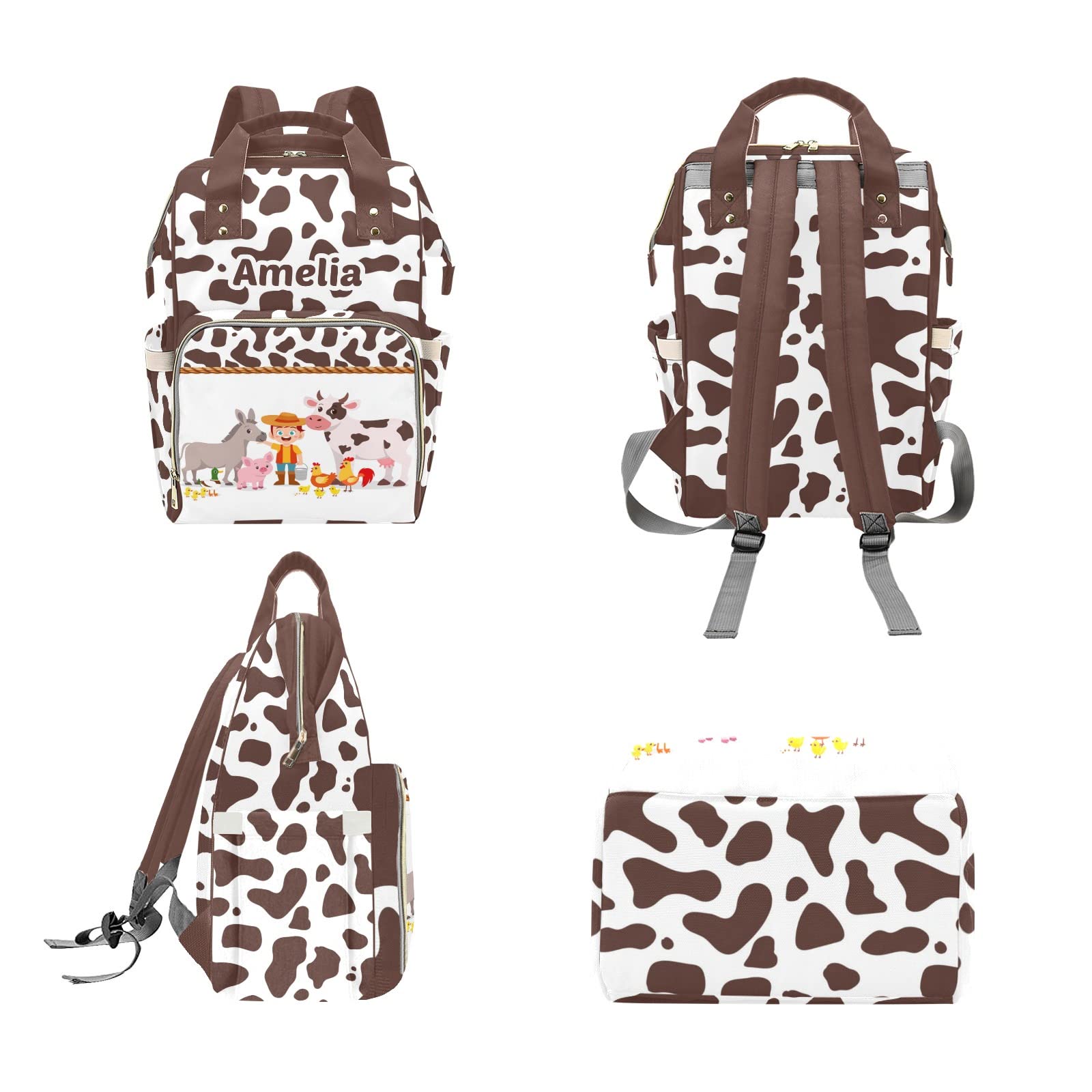 Custom Personalized Diaper Bag Backpack Tote - Genuine Cow Leather Baby Shower Gift for Moms - Perfect for Travel, Daycare & On-the-Go Parenting