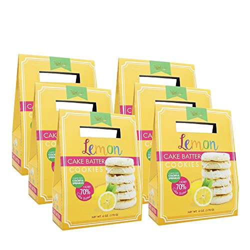 Too Good Gourmet 6-Pack Lemon Cake Batter Cookies - Soft Baked Rainbow Sprinkle Cookies | Sweet Dessert Snacks for Parties, Gifts & Afternoon Tea | Indulgent Treat for Kids & Adults