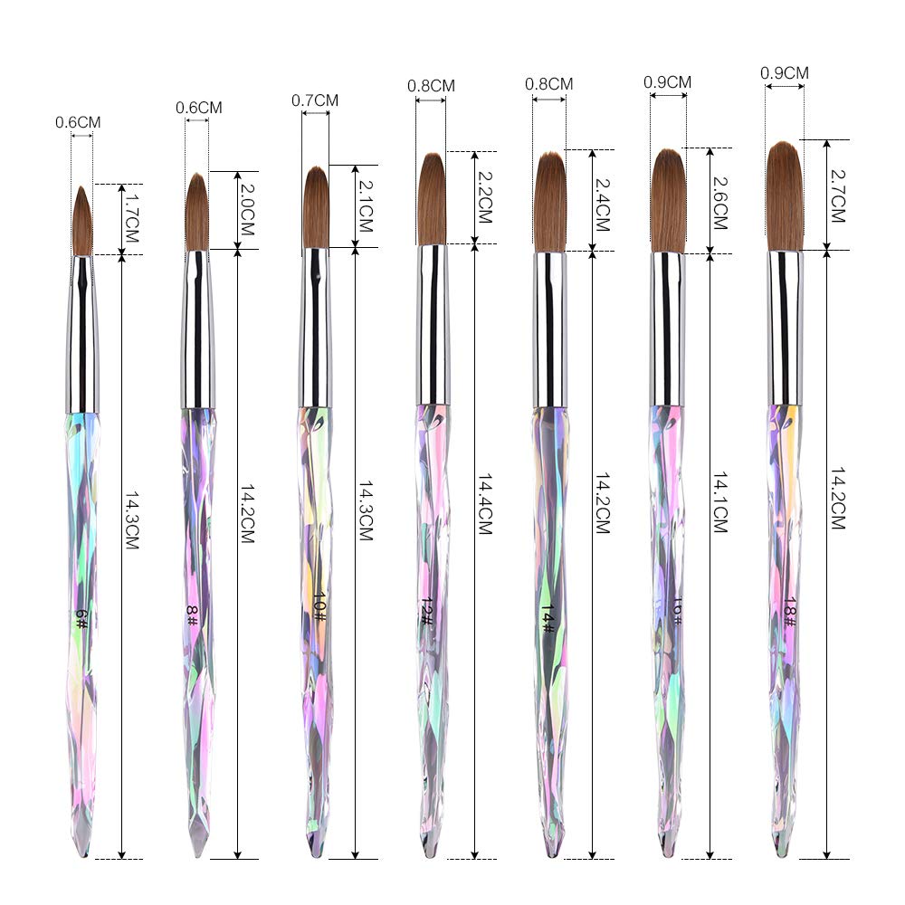 Acrylic Nail Brush Set with Diamond Handle for Manicure & Nail Art Design - Perfect for Salon & Home Use