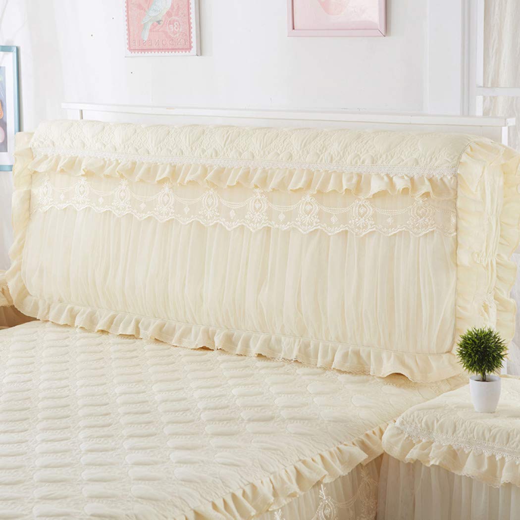 BERTERI Romantic Lace Headboard Slipcover - Full Size Bed Headboard Cover with All-Inclusive Design for Girls Bedroom & Wedding Decor in Beige | Perfect for Princess-Themed Rooms, Bridal Suite Decorations & Bedroom Makeovers